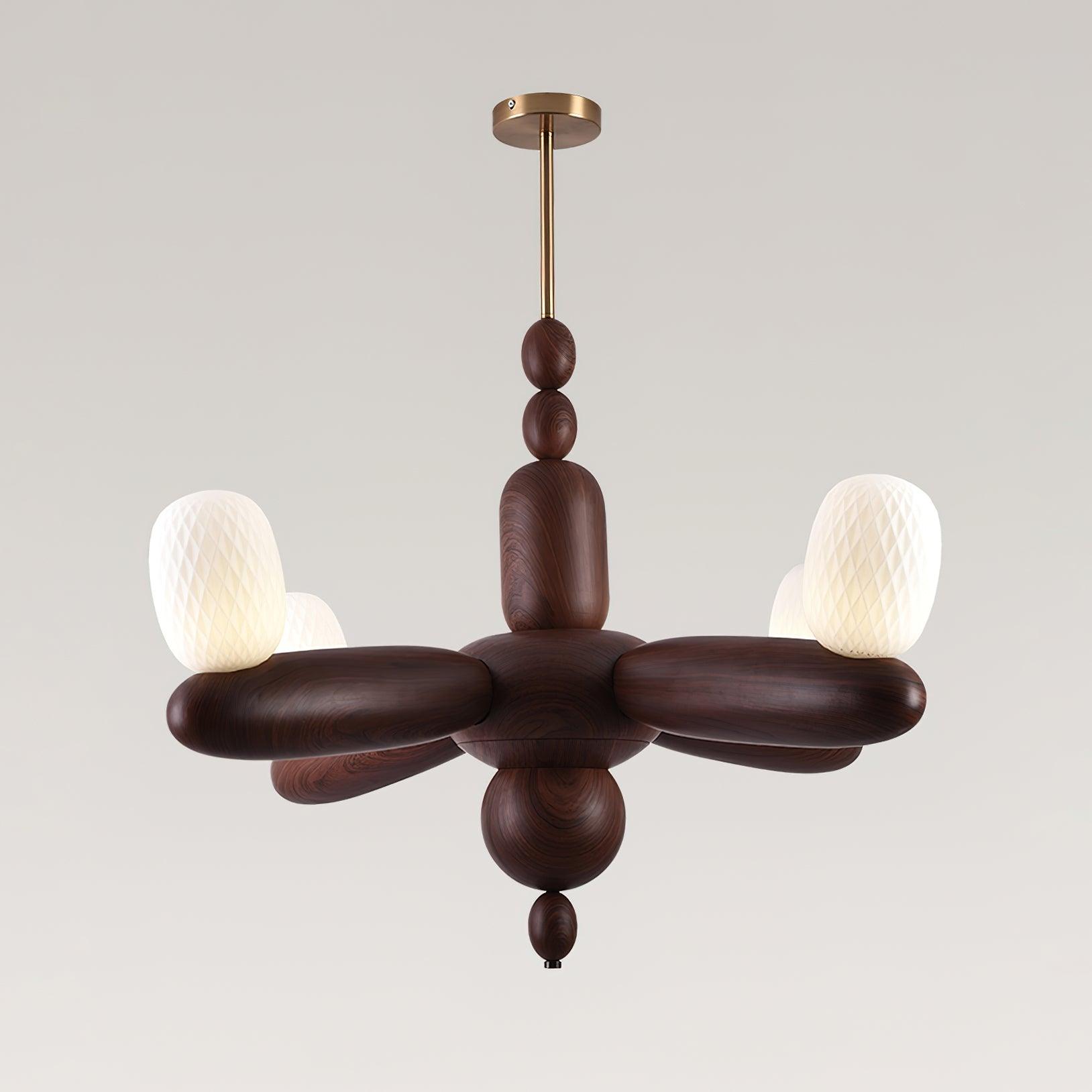 Stanza Chandelier Wood Curved Arms - Letslighting