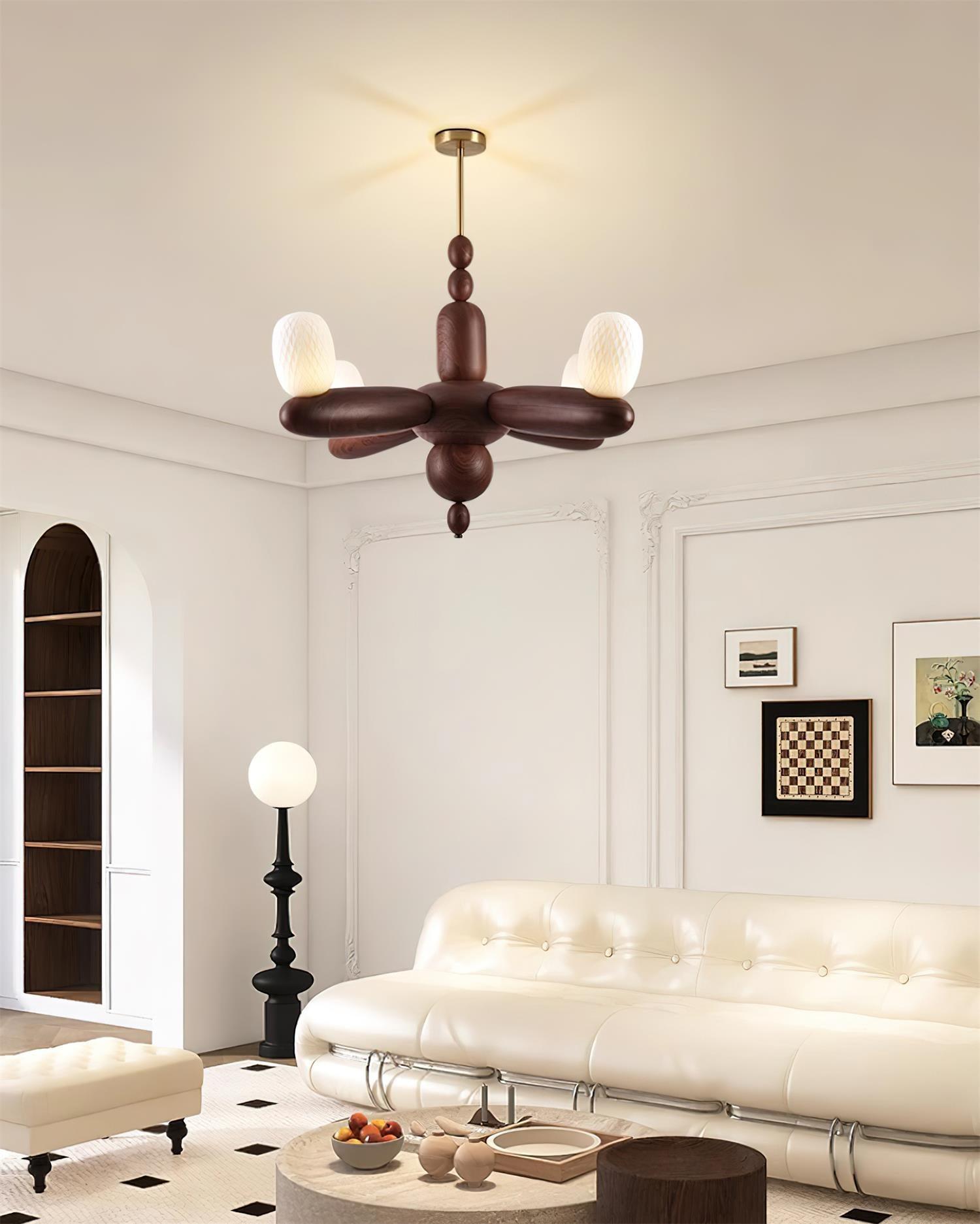 Stanza Chandelier Wood Curved Arms - Letslighting