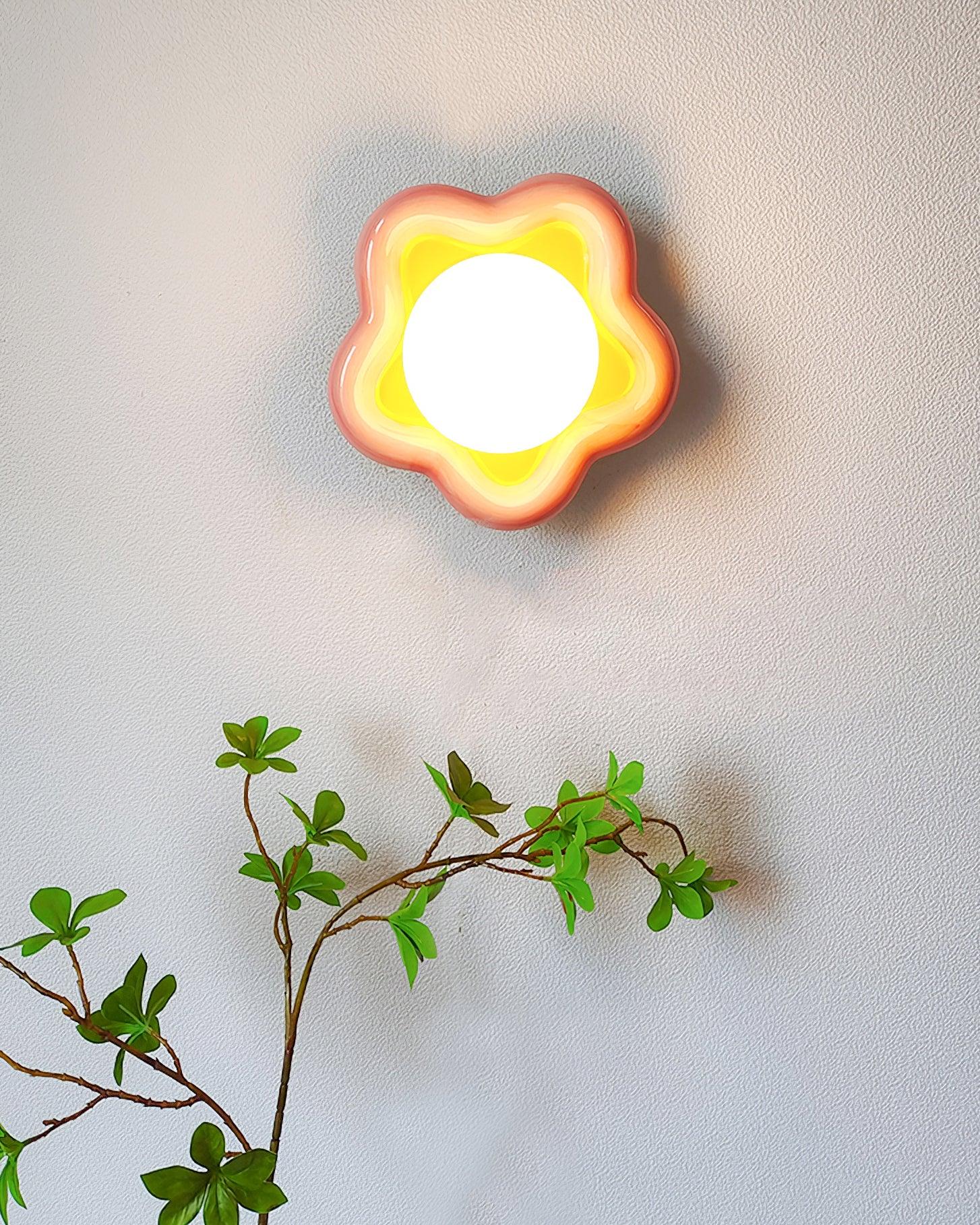 Petani Pink Yellow Flower Wall Light - Letslighting