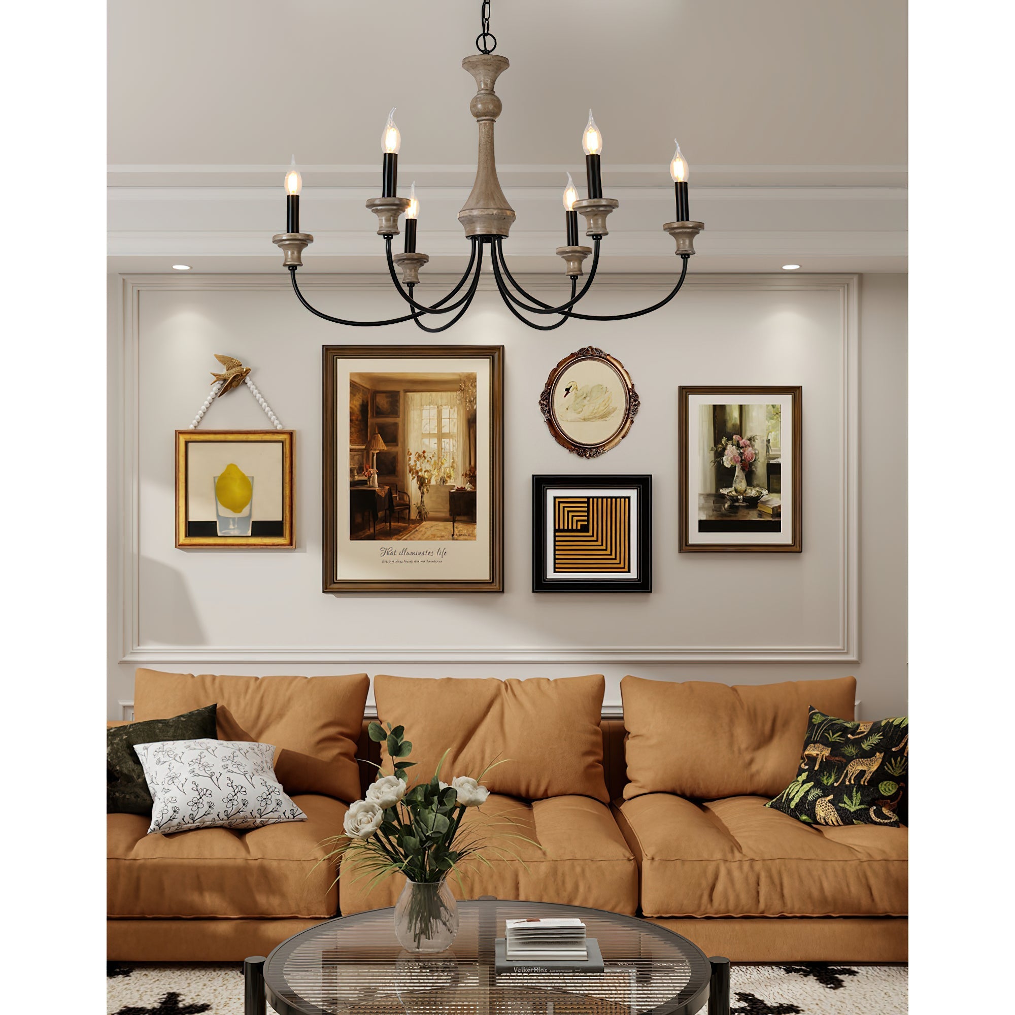 Zatheora Vintage Stardust Wooden Chandelier - Letslighting