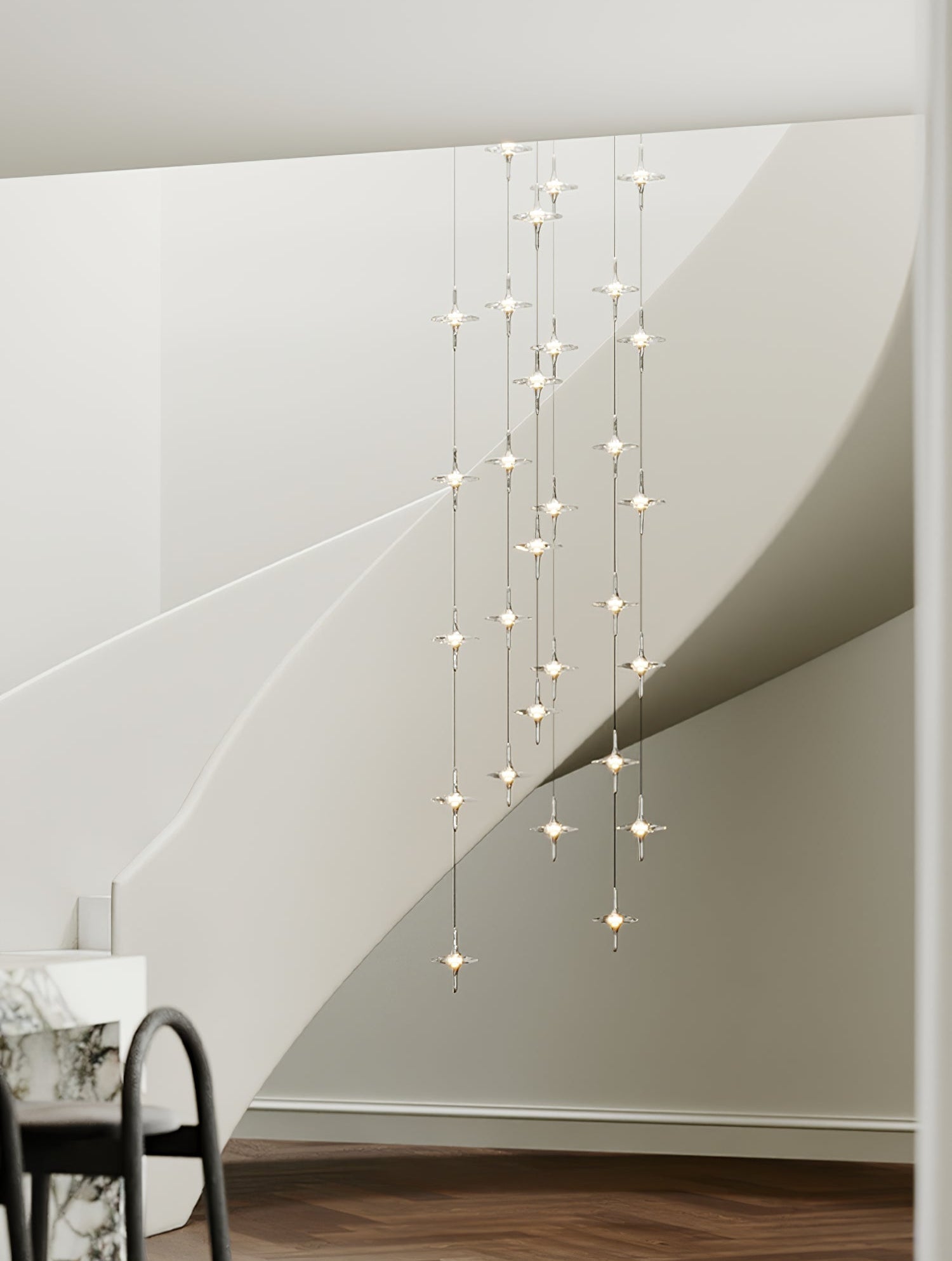 Starfall Modern Metal & Crystal Chandelier
