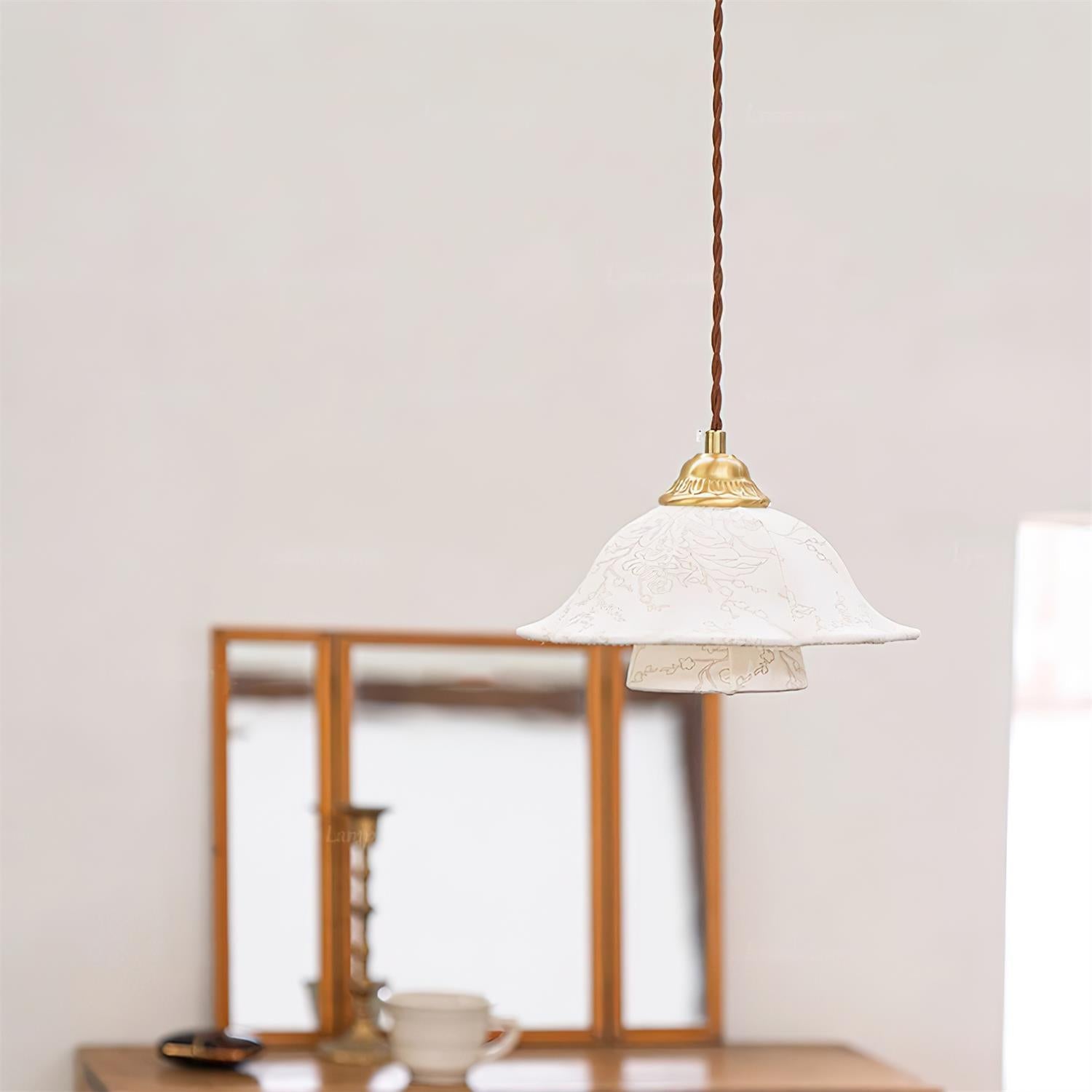 Stella Pendant Lamp Floral Fabric - Letslighting