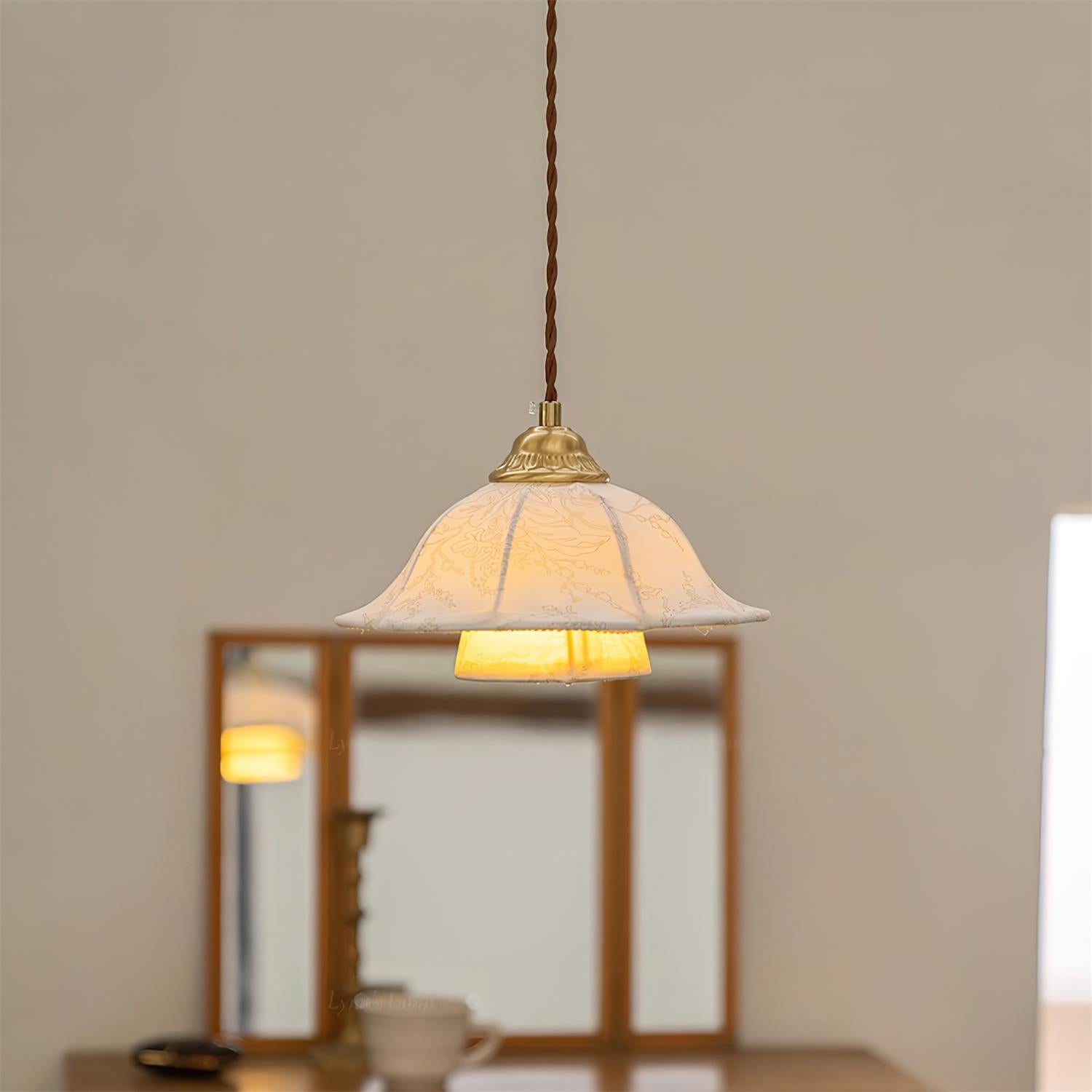 Stella Pendant Lamp Floral Fabric - Letslighting