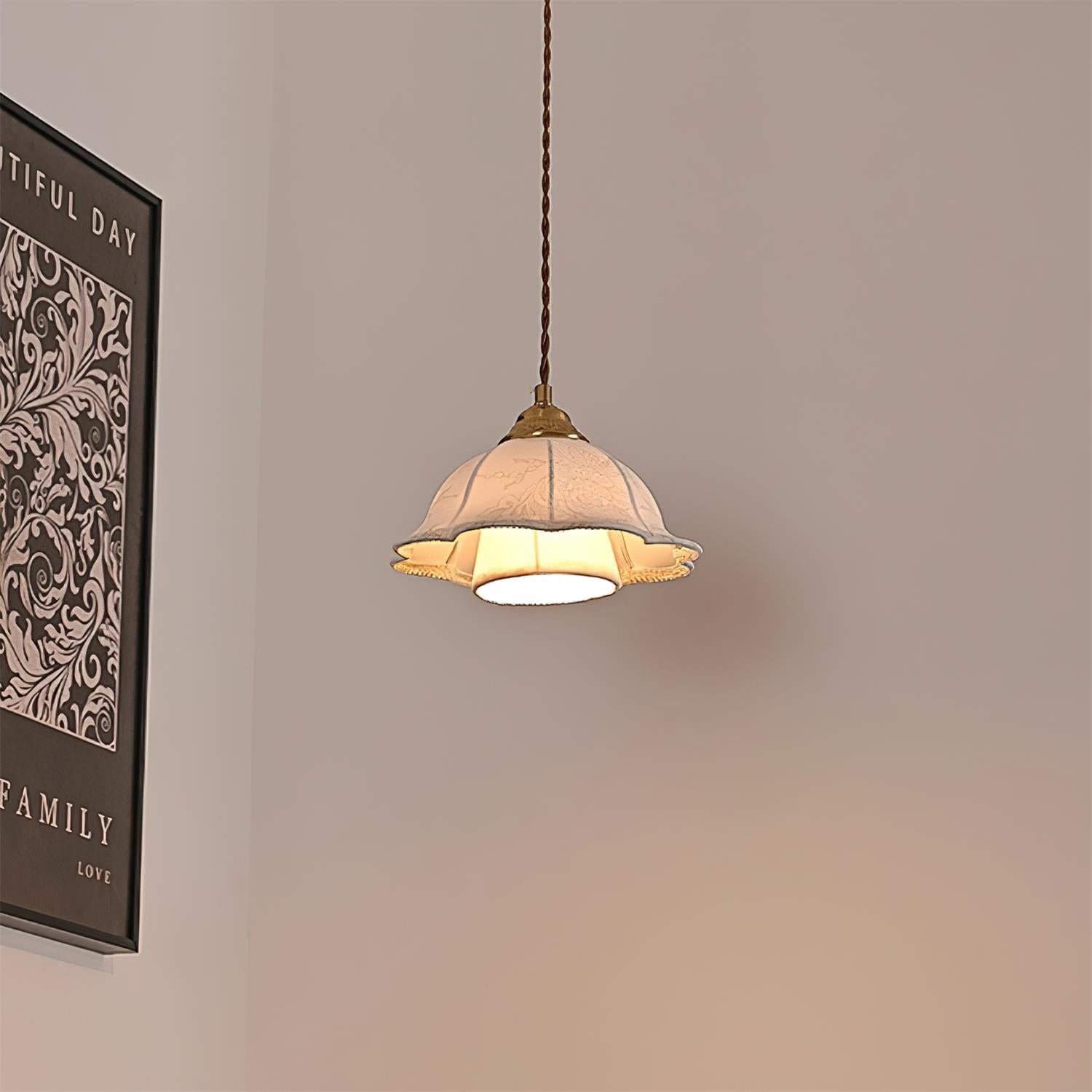 Stella Pendant Lamp Floral Fabric - Letslighting