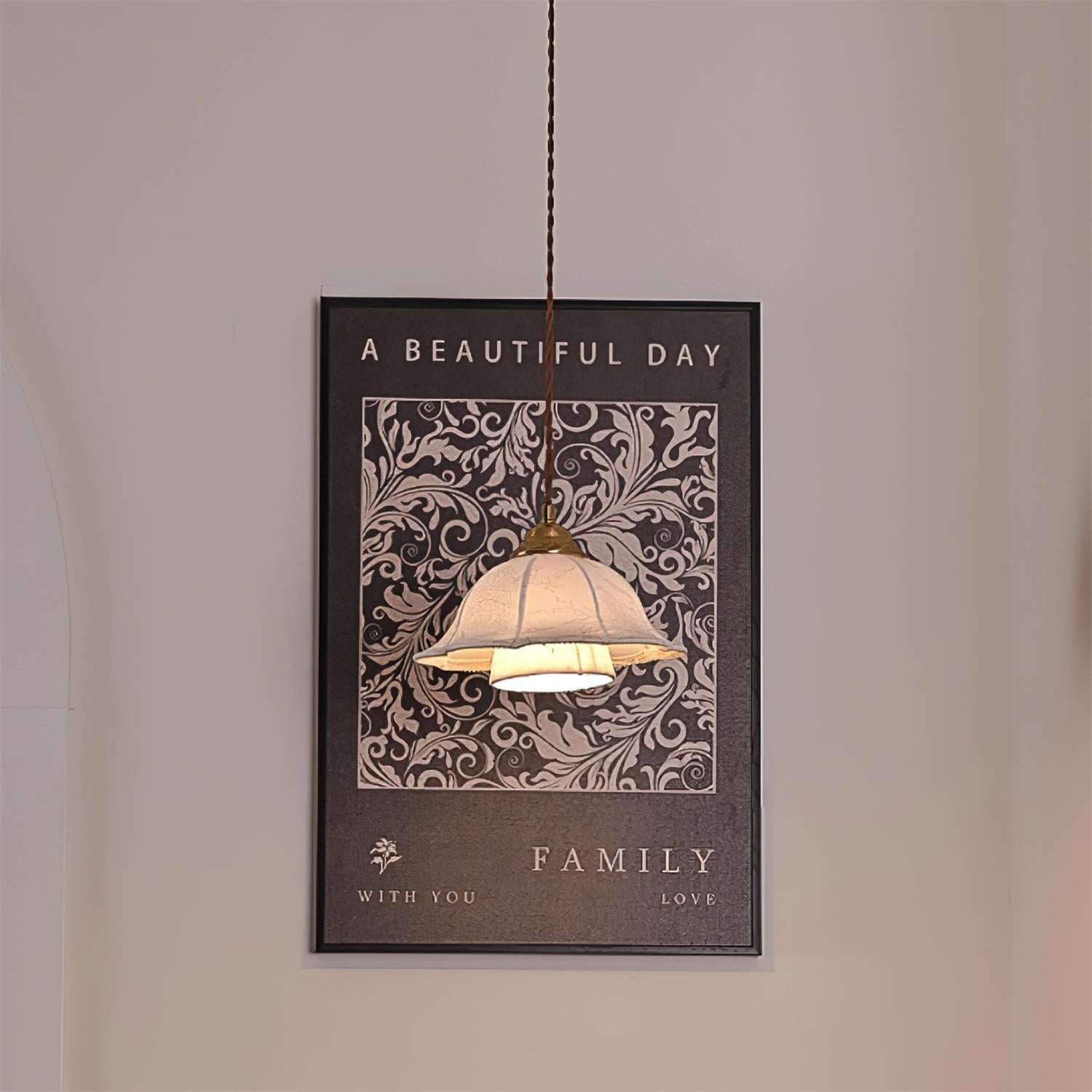Stella Pendant Lamp Floral Fabric - Letslighting