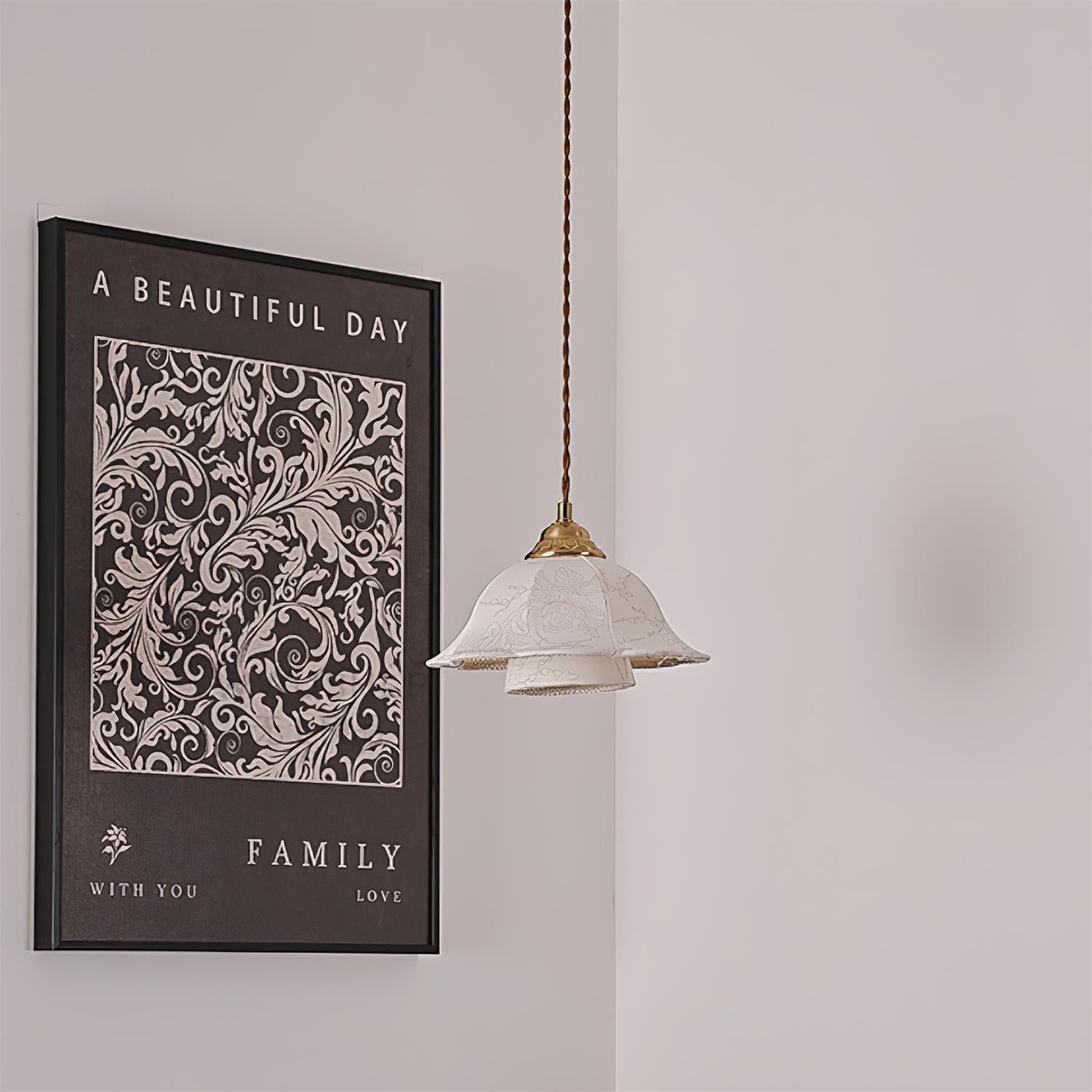 Stella Pendant Lamp Floral Fabric - Letslighting
