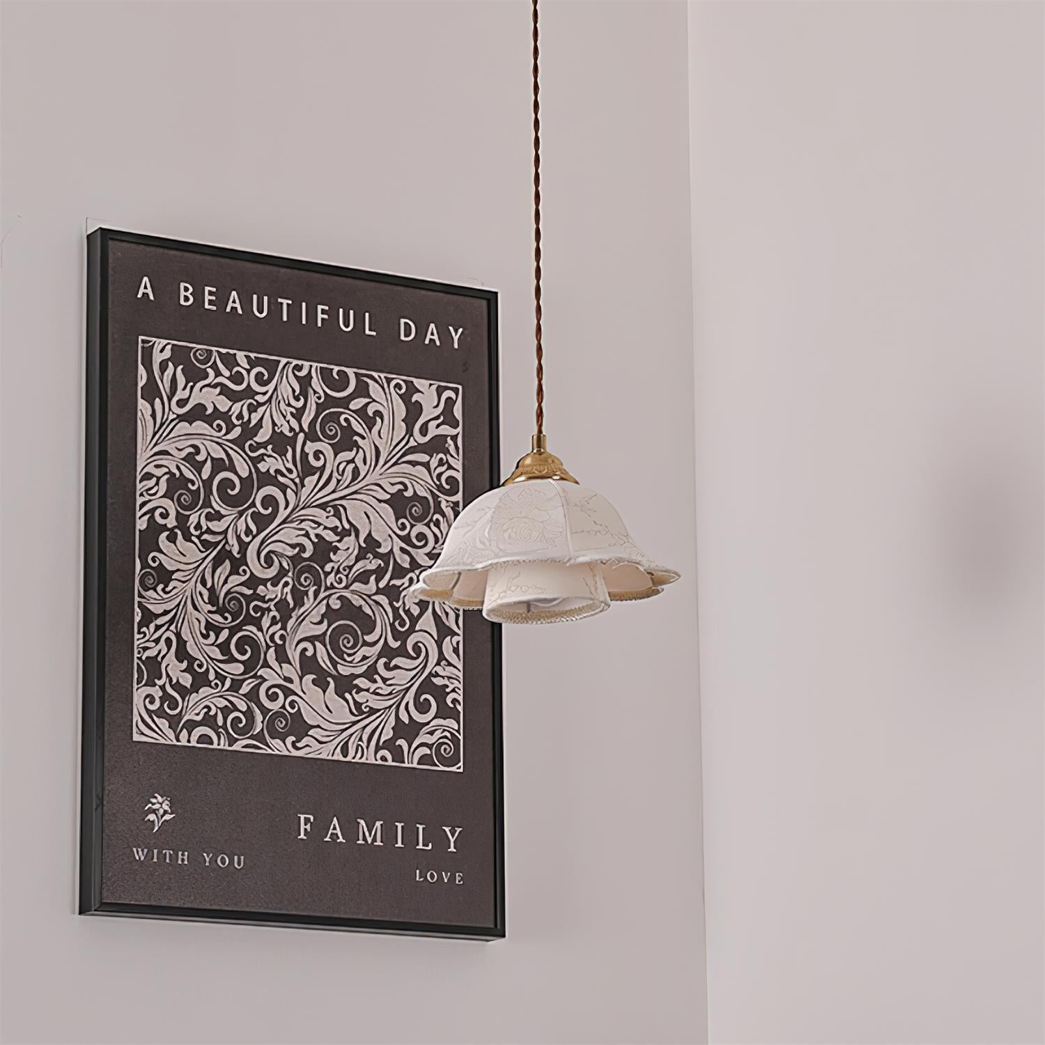 Stella Pendant Lamp Floral Fabric - Letslighting