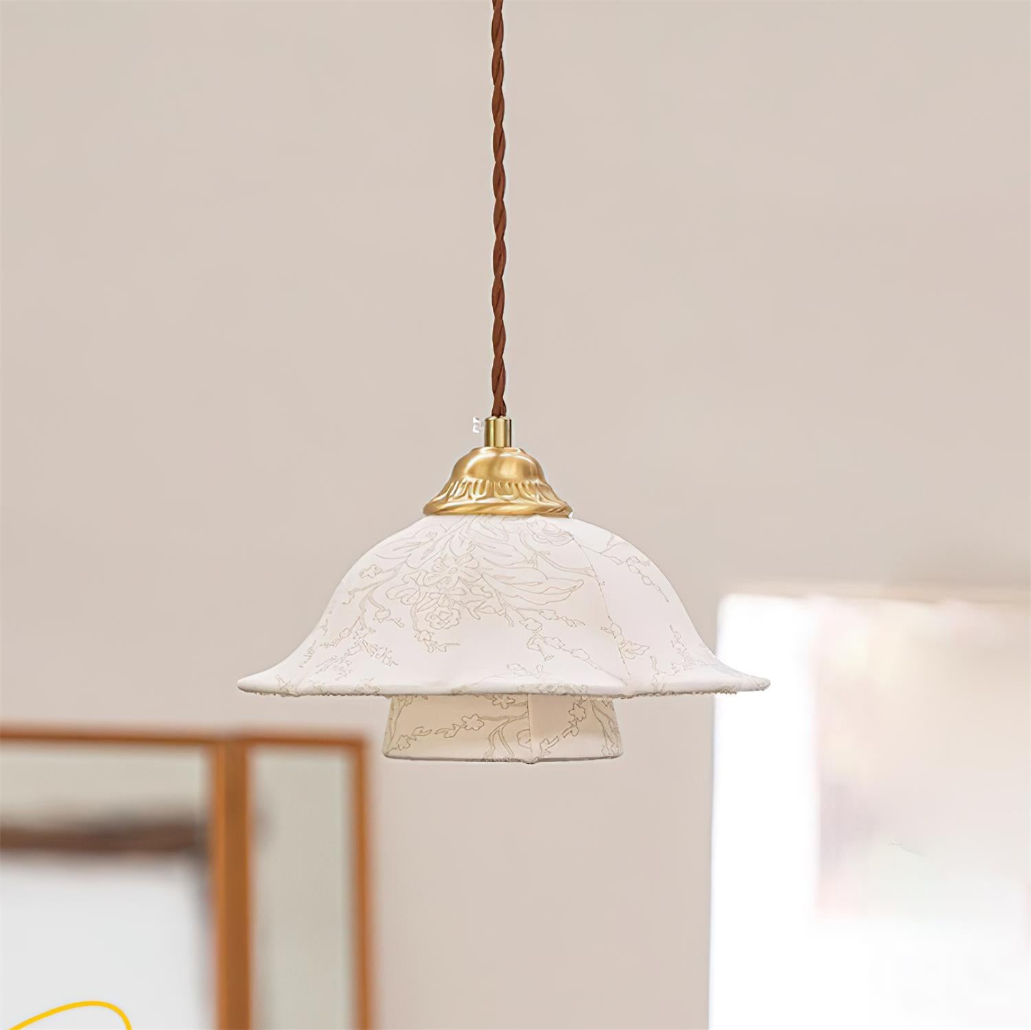 Stella Pendant Lamp Floral Fabric - Letslighting