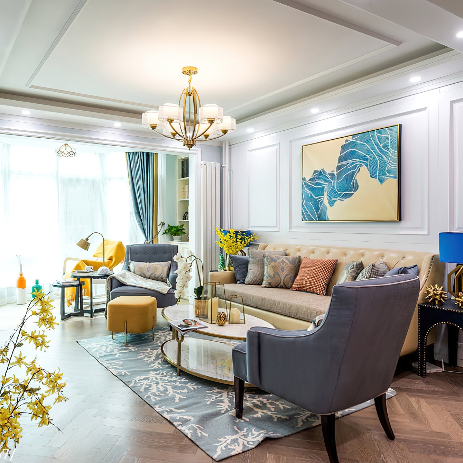Lyvelus Postmodern Luxury Brass Fabric Chandelier - Letslighting