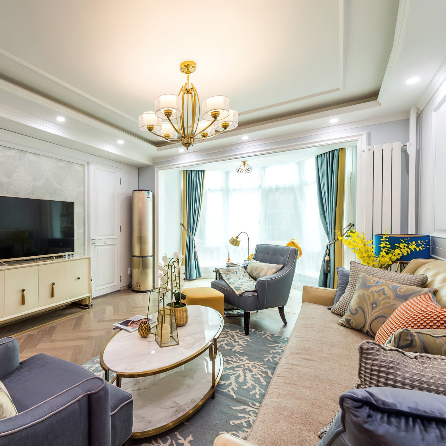 Lyvelus Postmodern Luxury Brass Fabric Chandelier - Letslighting