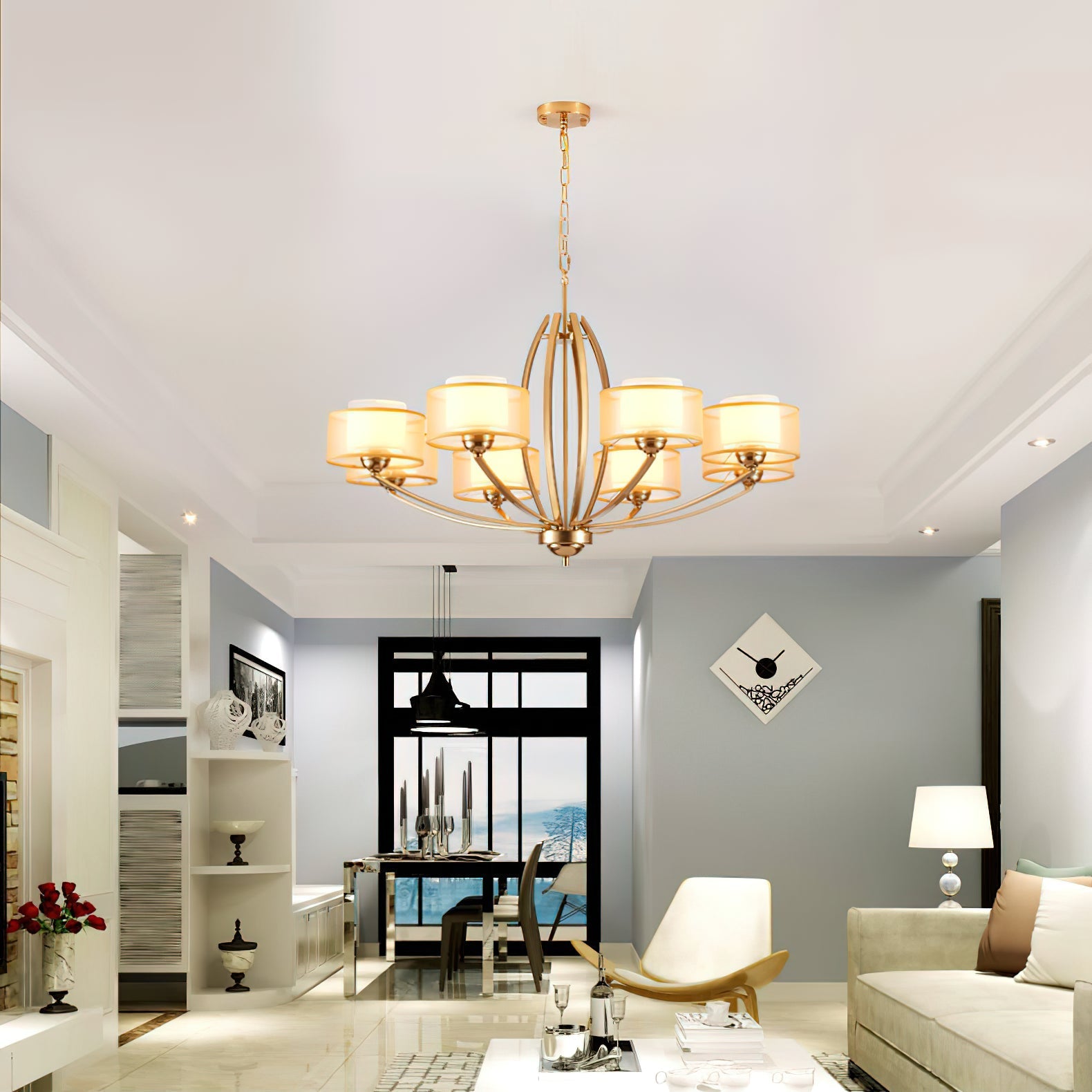 Lyvelus Postmodern Luxury Brass Fabric Chandelier - Letslighting