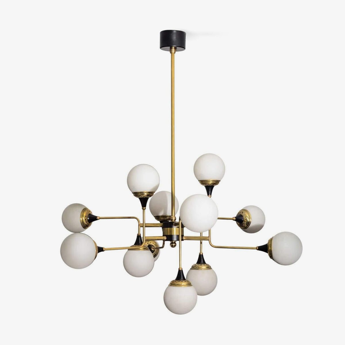 Lustra Chandelier Stilnovo Brass Black Glass - Letslighting