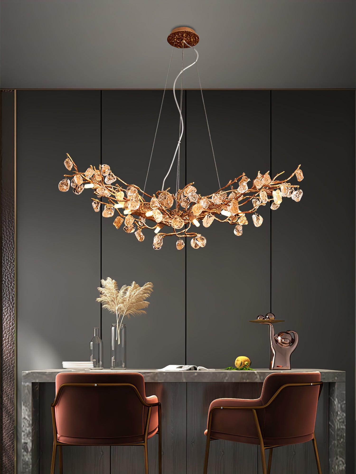 Arborea Brass Branch Crystal Chandelier - Letslighting