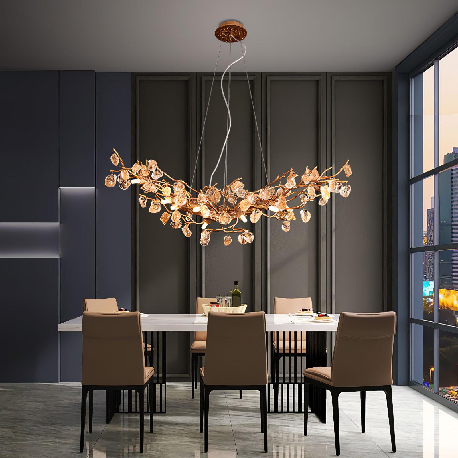 Arborea Brass Branch Crystal Chandelier - Letslighting