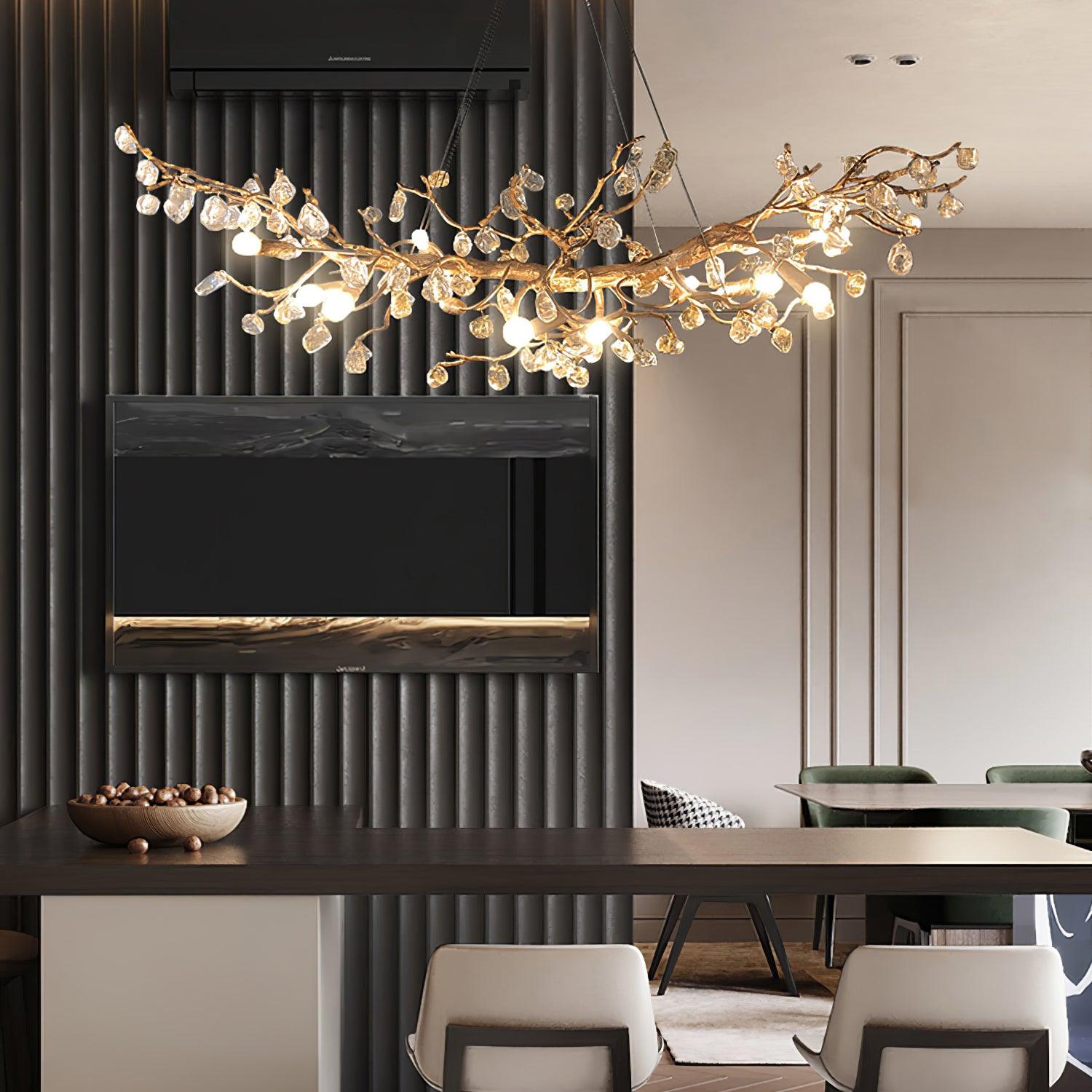 Arborea Brass Branch Crystal Chandelier - Letslighting