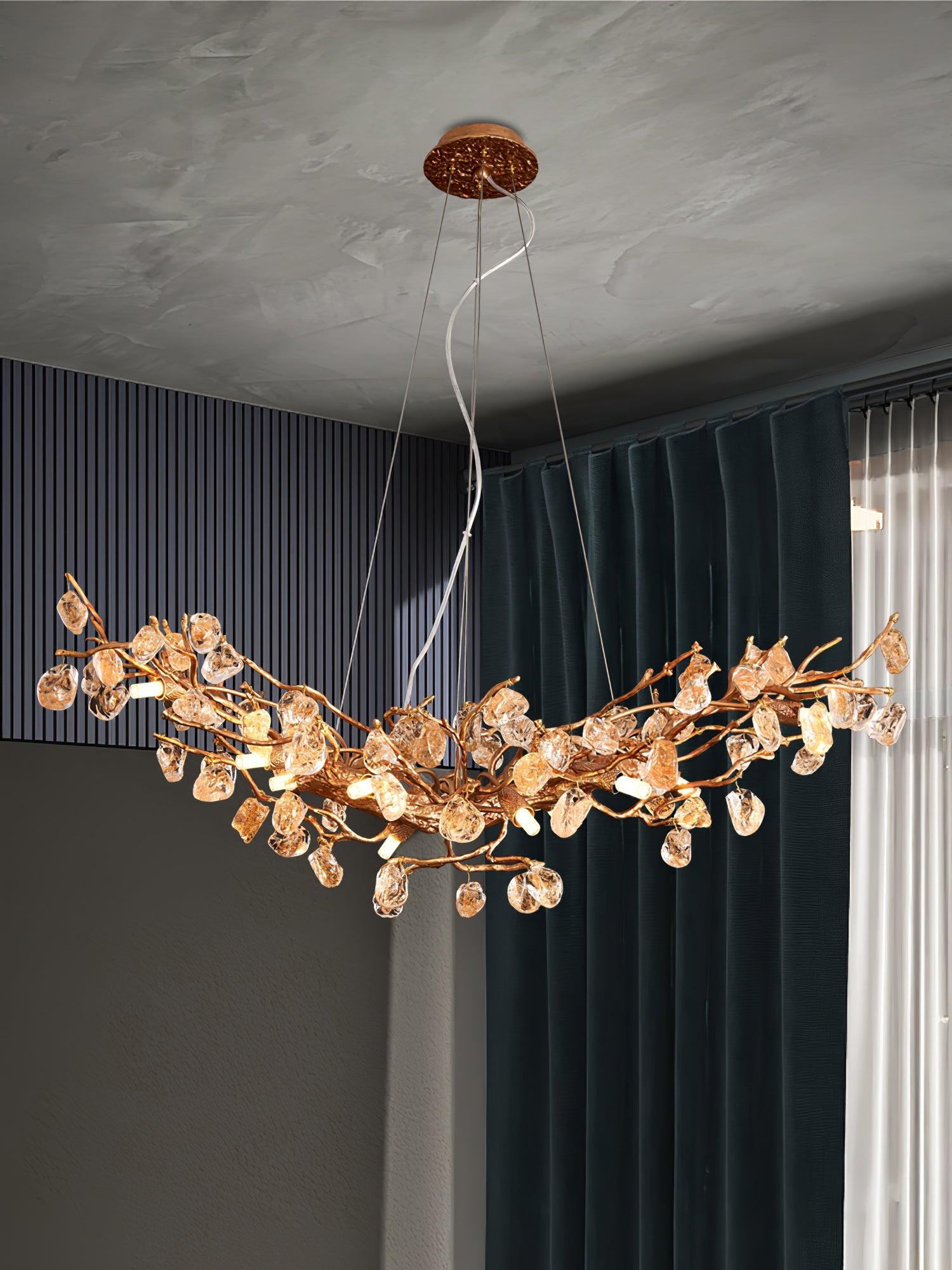 Arborea Brass Branch Crystal Chandelier - Letslighting