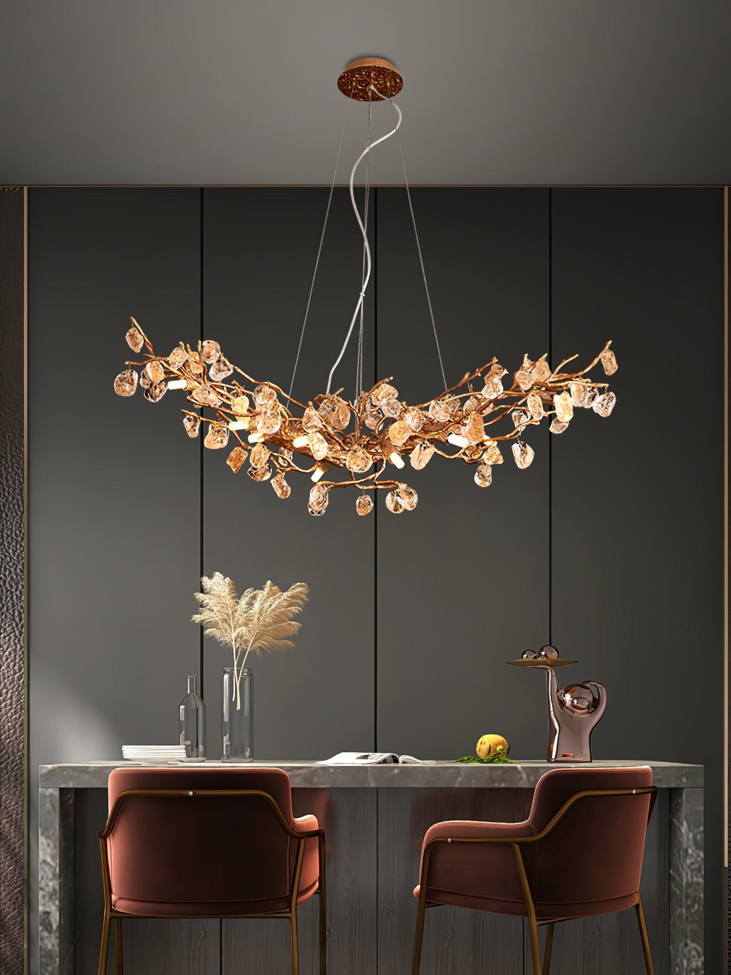 Arborea Brass Branch Crystal Chandelier - Letslighting
