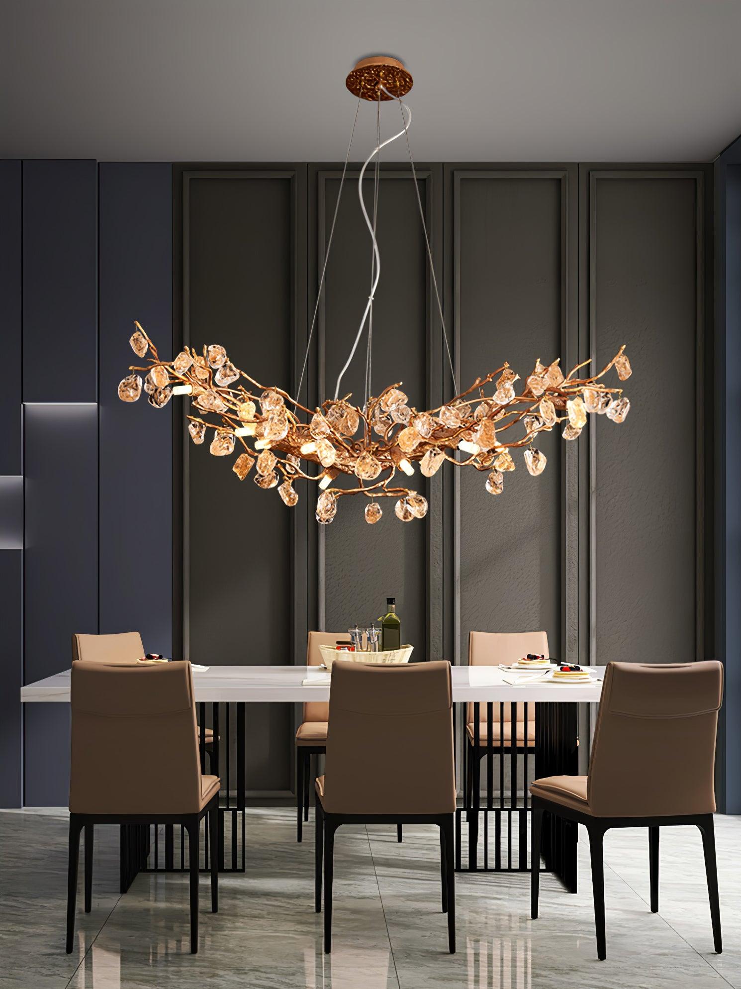 Arborea Brass Branch Crystal Chandelier - Letslighting