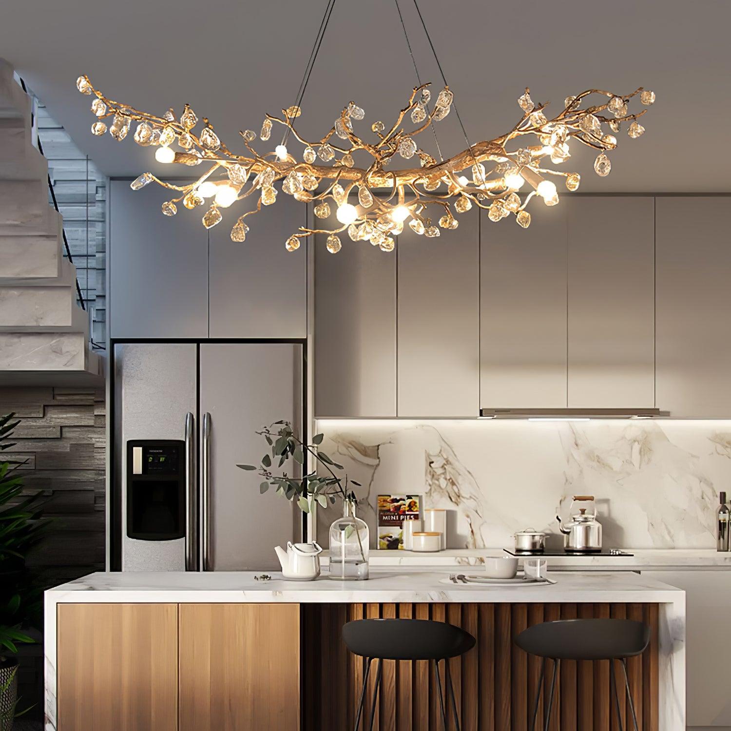 Arborea Brass Branch Crystal Chandelier - Letslighting