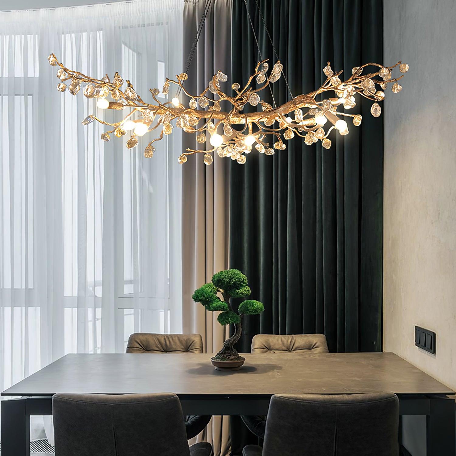 Arborea Brass Branch Crystal Chandelier - Letslighting