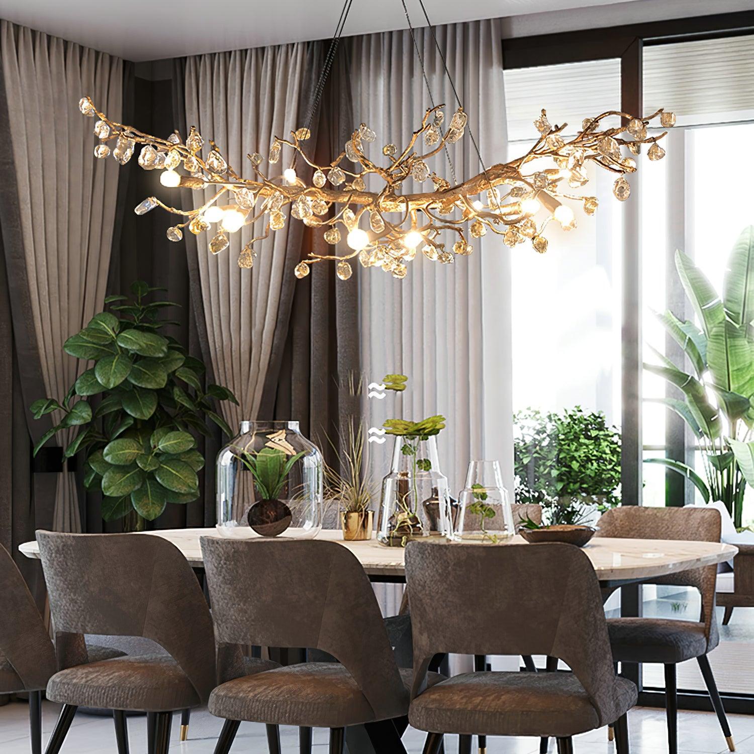 Arborea Brass Branch Crystal Chandelier - Letslighting