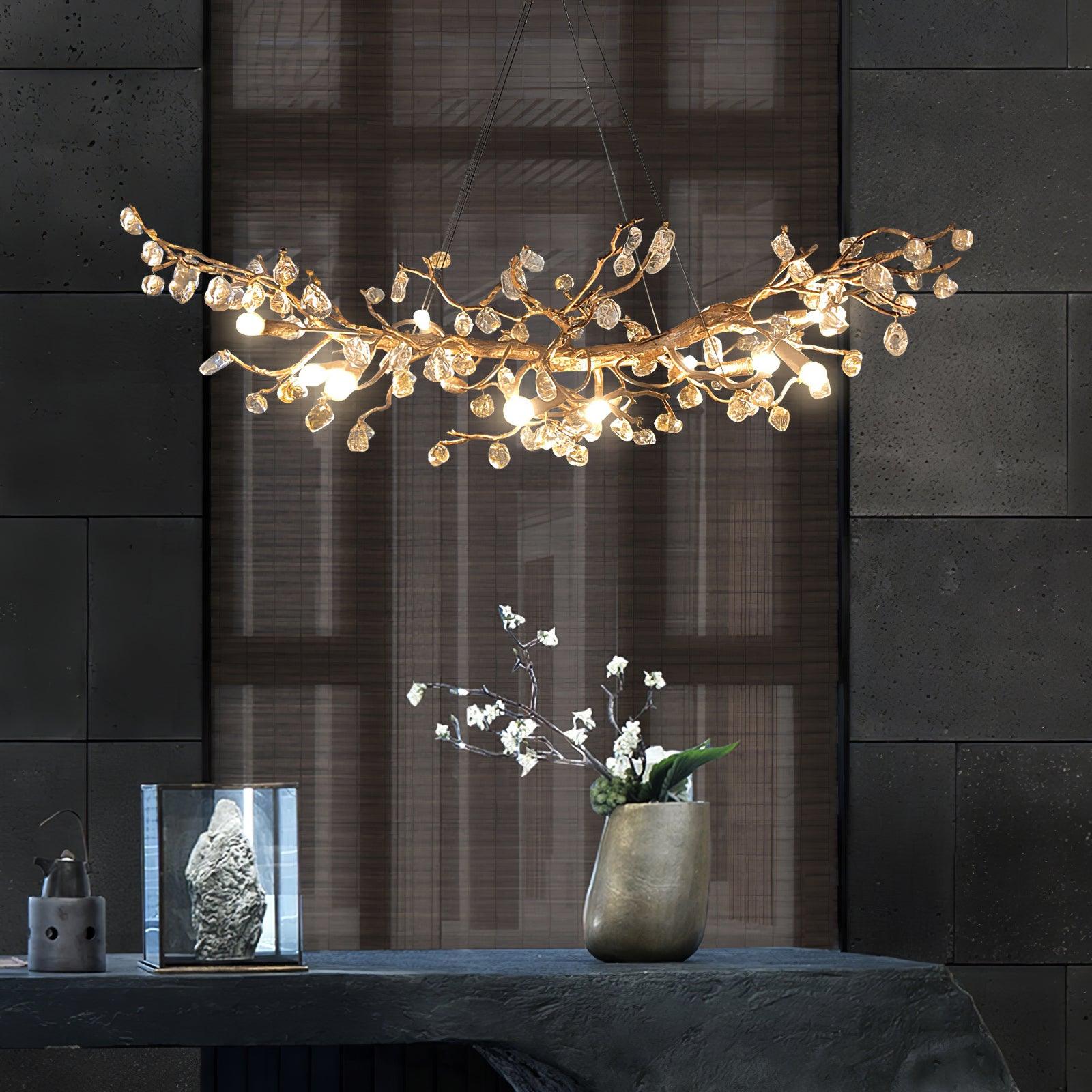 Arborea Brass Branch Crystal Chandelier - Letslighting