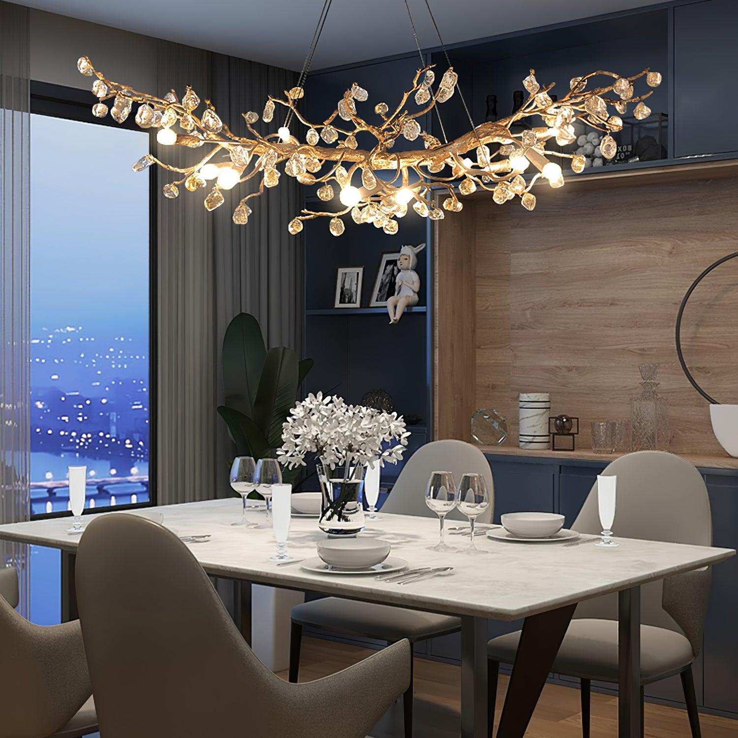 Arborea Brass Branch Crystal Chandelier - Letslighting