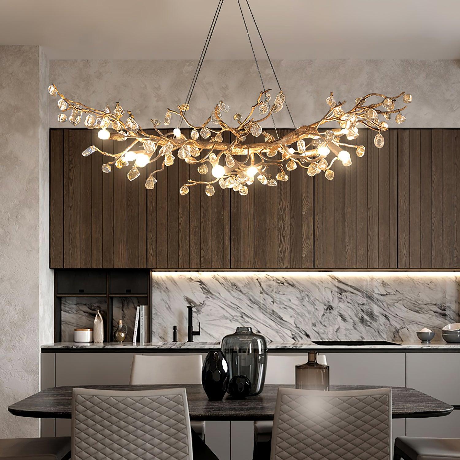 Arborea Brass Branch Crystal Chandelier - Letslighting