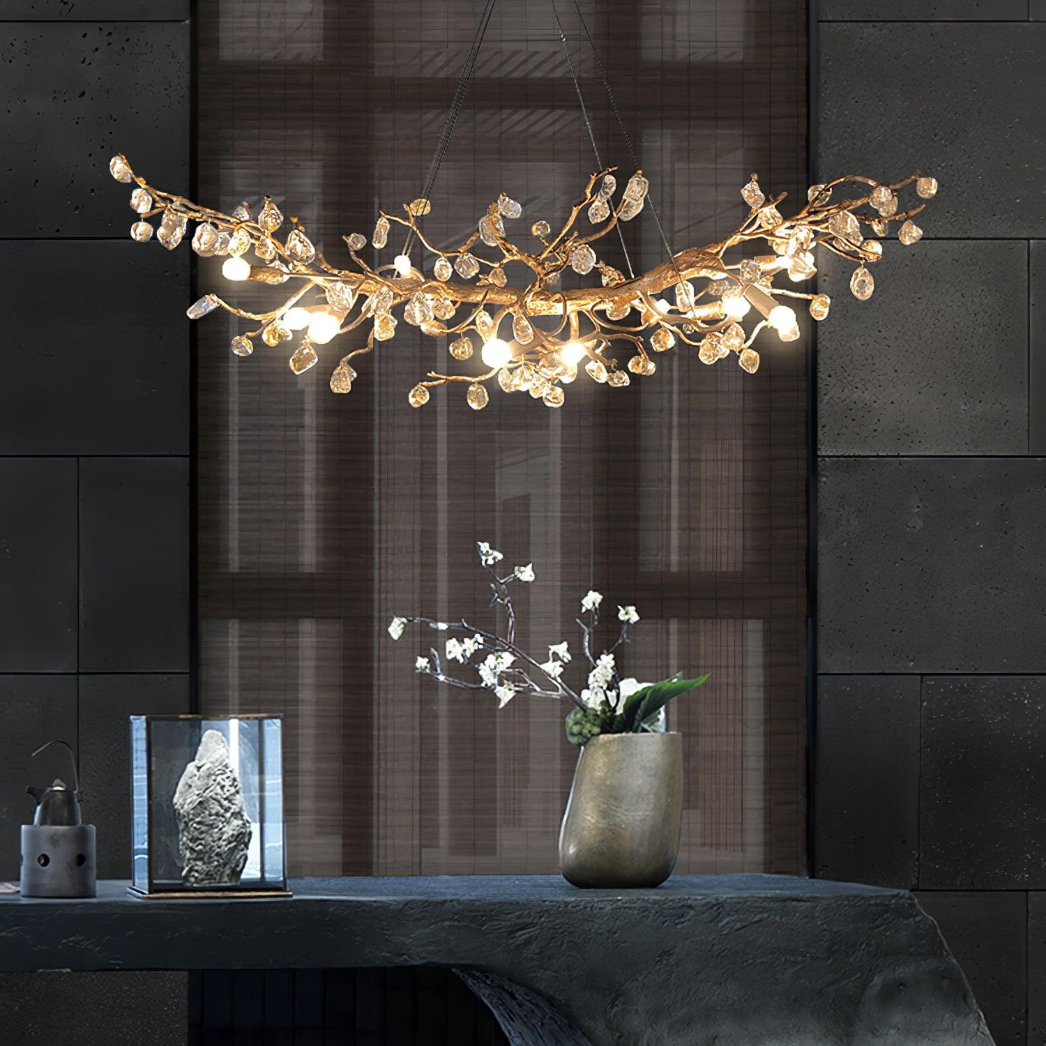 Arborea Brass Branch Crystal Chandelier - Letslighting