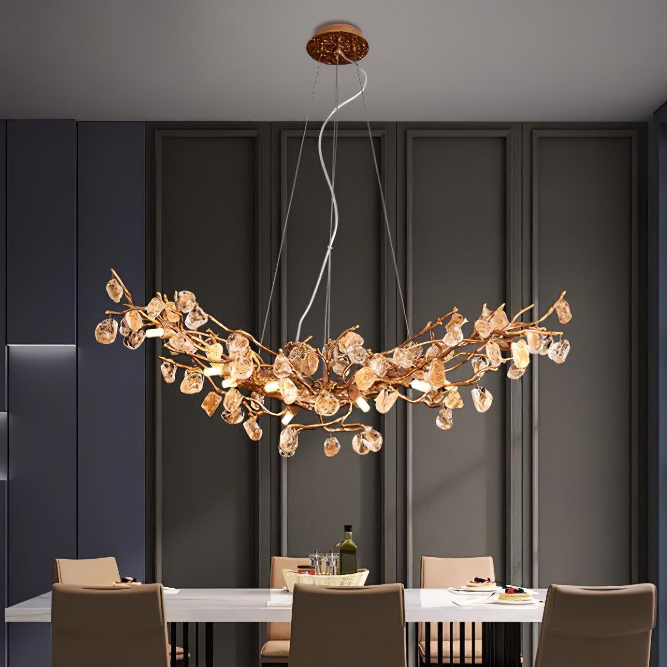 Arborea Brass Branch Crystal Chandelier - Letslighting