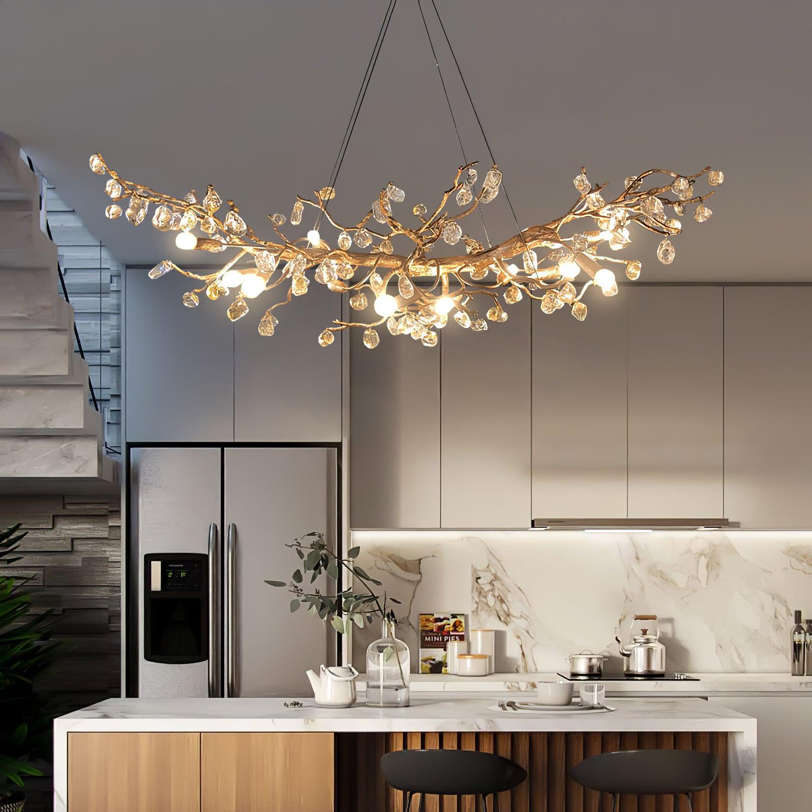 Arborea Brass Branch Crystal Chandelier - Letslighting
