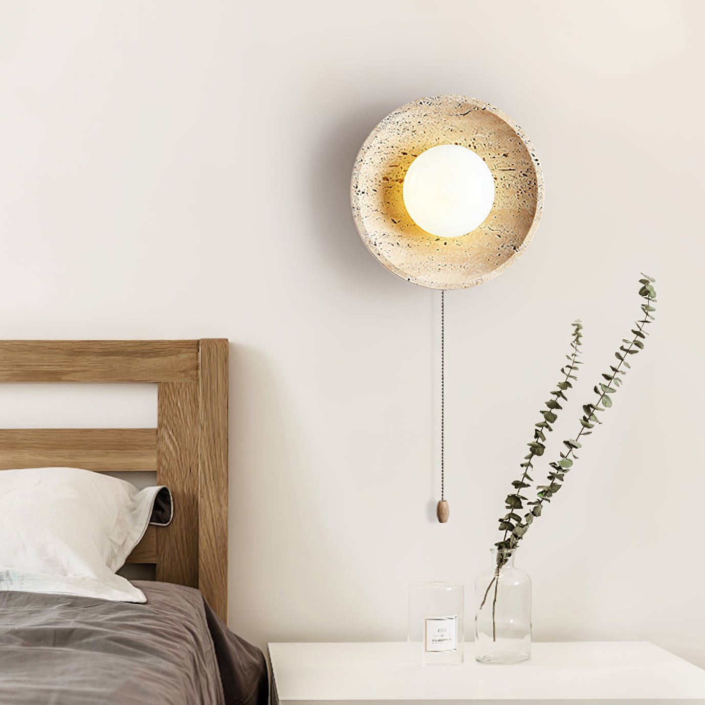 Vephair Bowl-Frame Travertine Wall Light - Letslighting