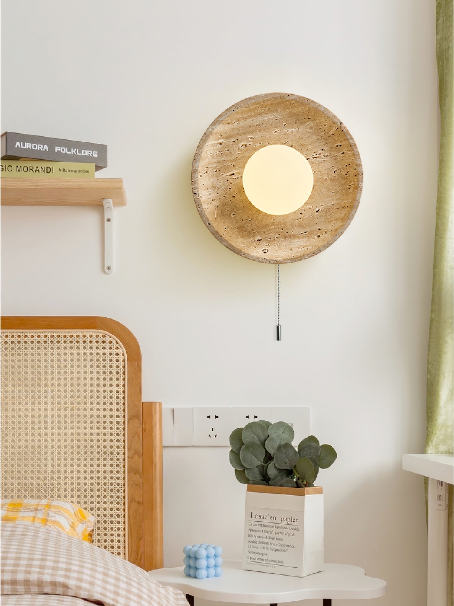 Vephair Bowl-Frame Travertine Wall Light - Letslighting