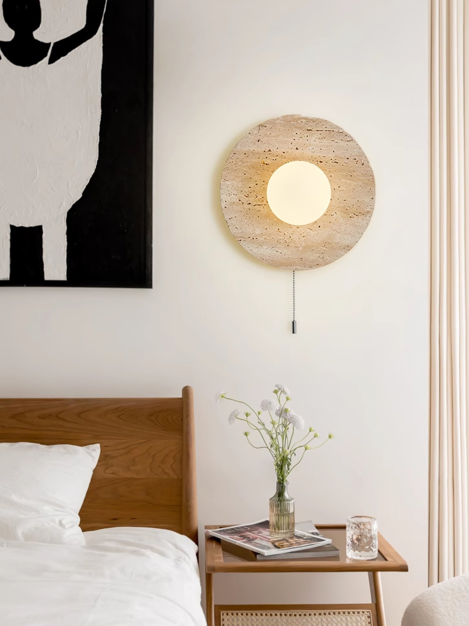 Vephair Bowl-Frame Travertine Wall Light - Letslighting