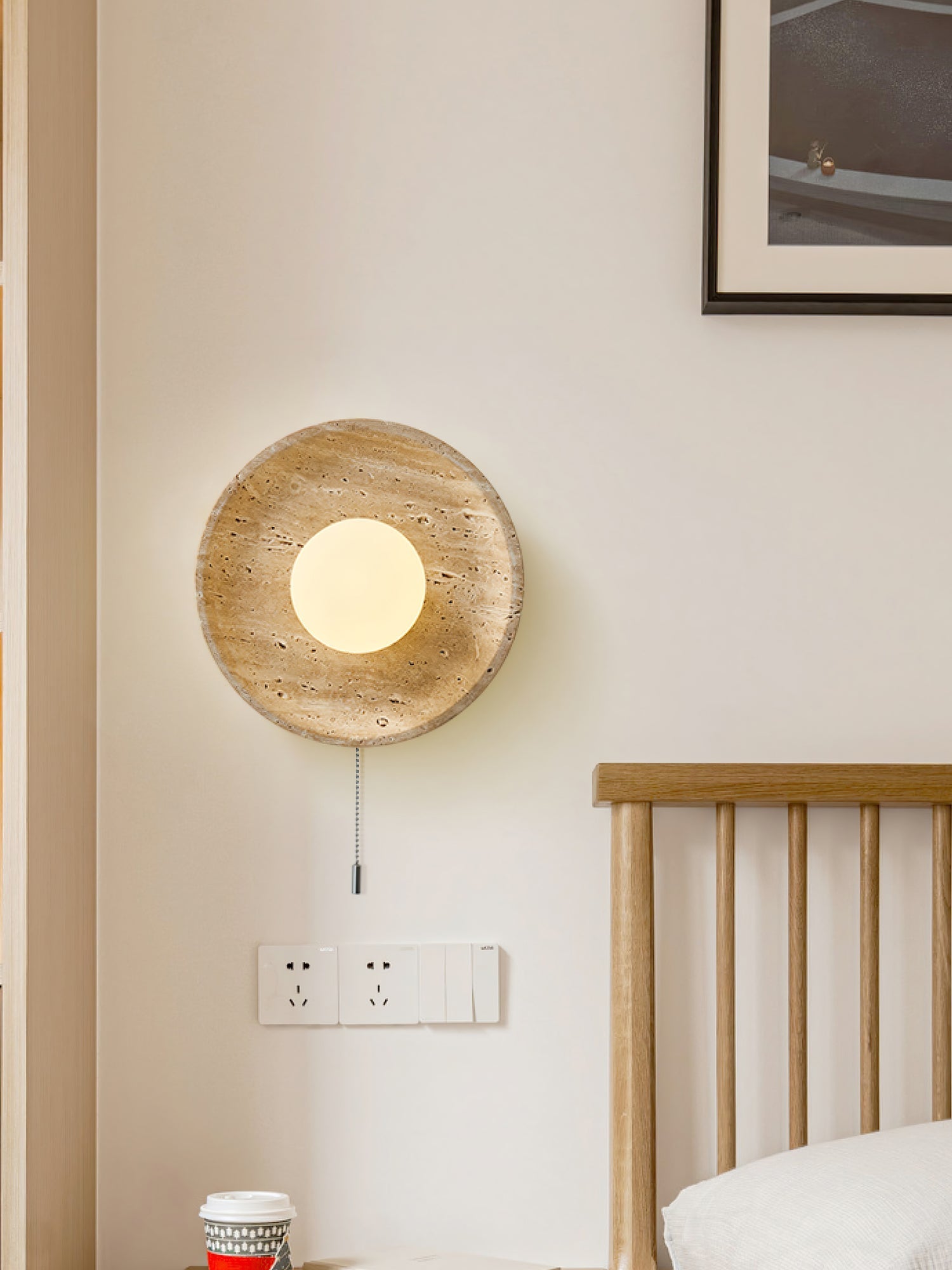 Vephair Bowl-Frame Travertine Wall Light - Letslighting