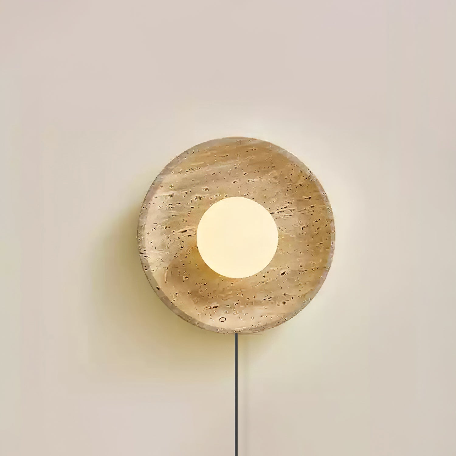Cocarila Ring Shade Travertine Wall Light - Letslighting