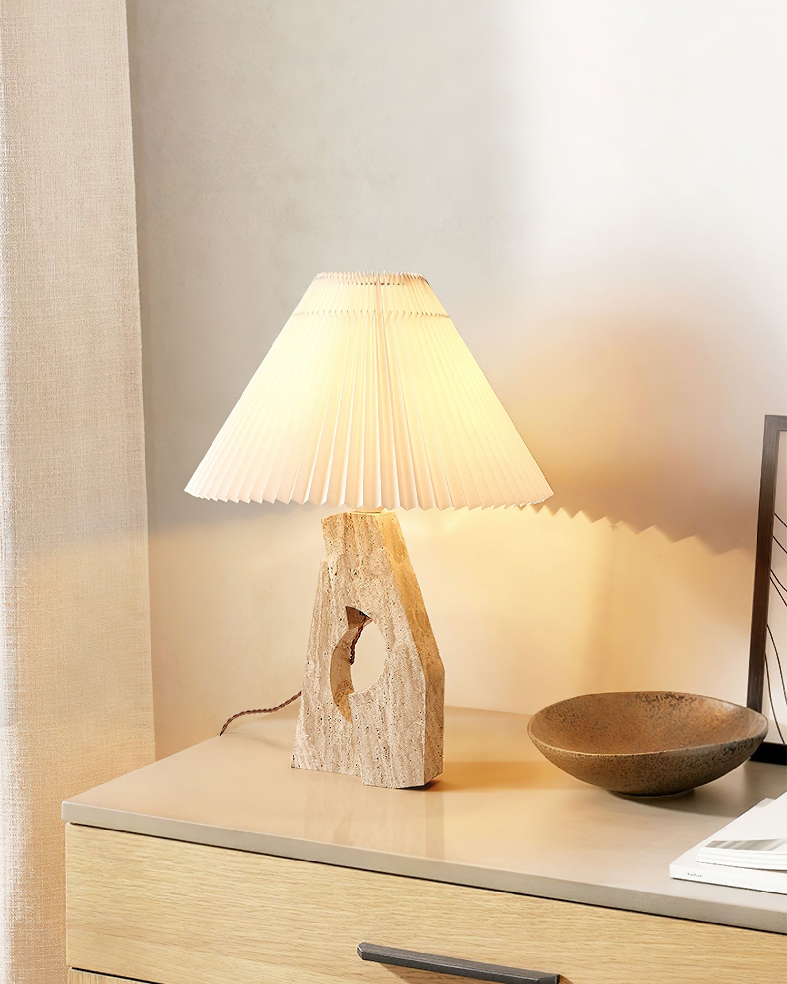 Arvinyra Sculptural Travertine Table Lamp - Letslighting