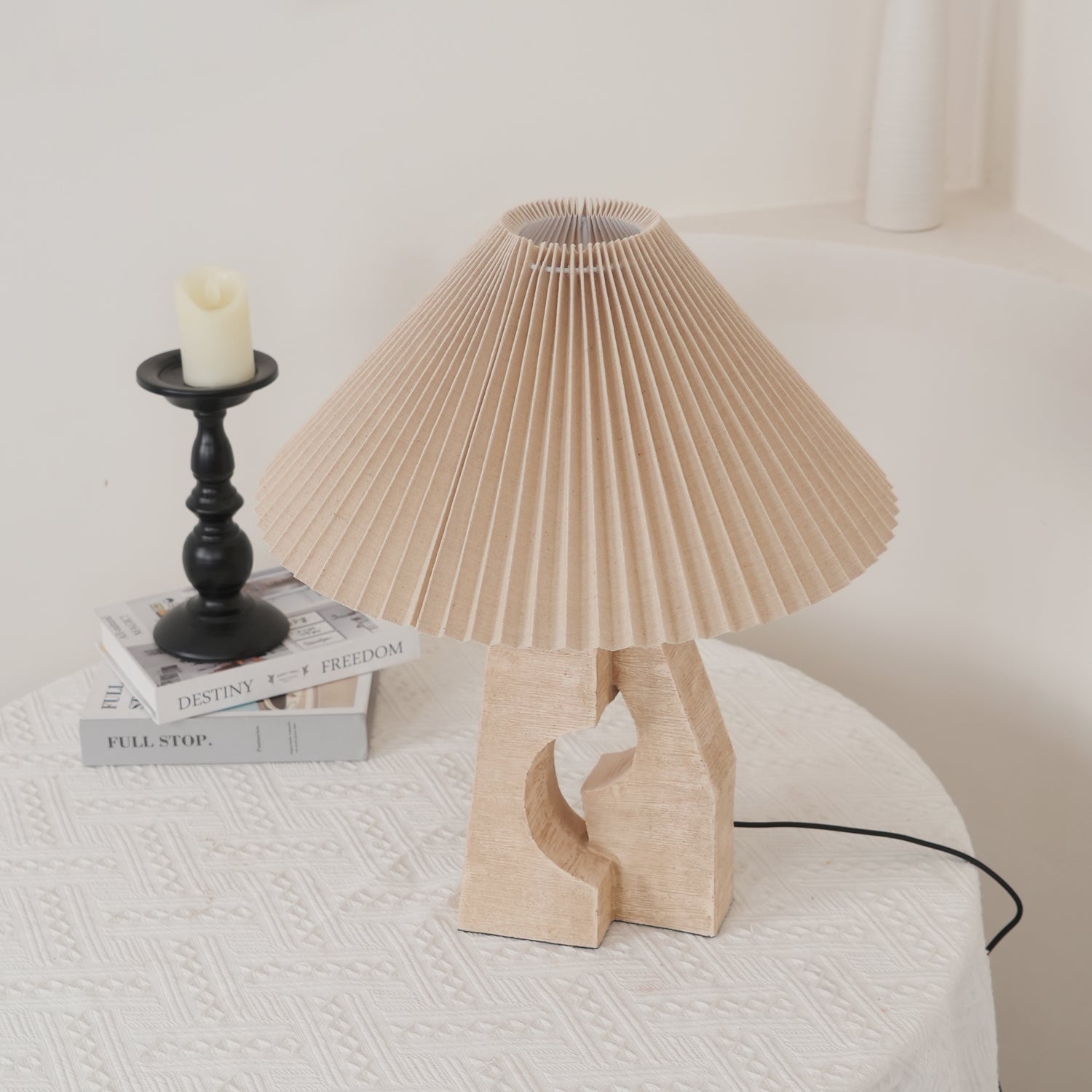 Arvinyra Sculptural Travertine Table Lamp - Letslighting