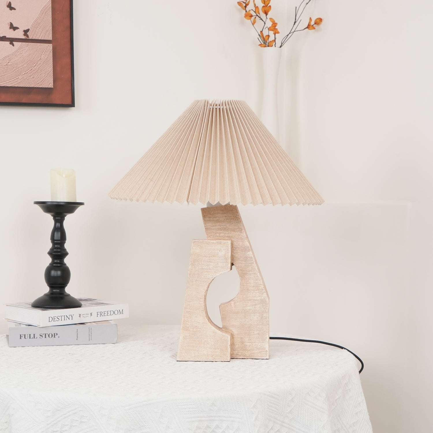 Arvinyra Sculptural Travertine Table Lamp - Letslighting