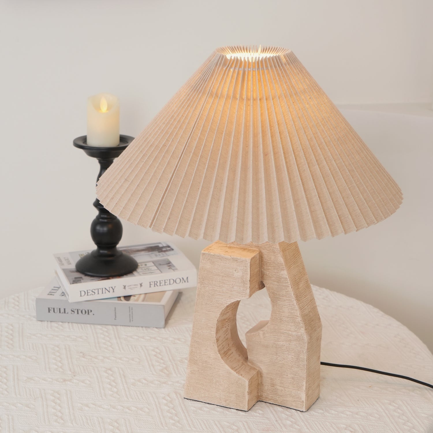 Arvinyra Sculptural Travertine Table Lamp - Letslighting