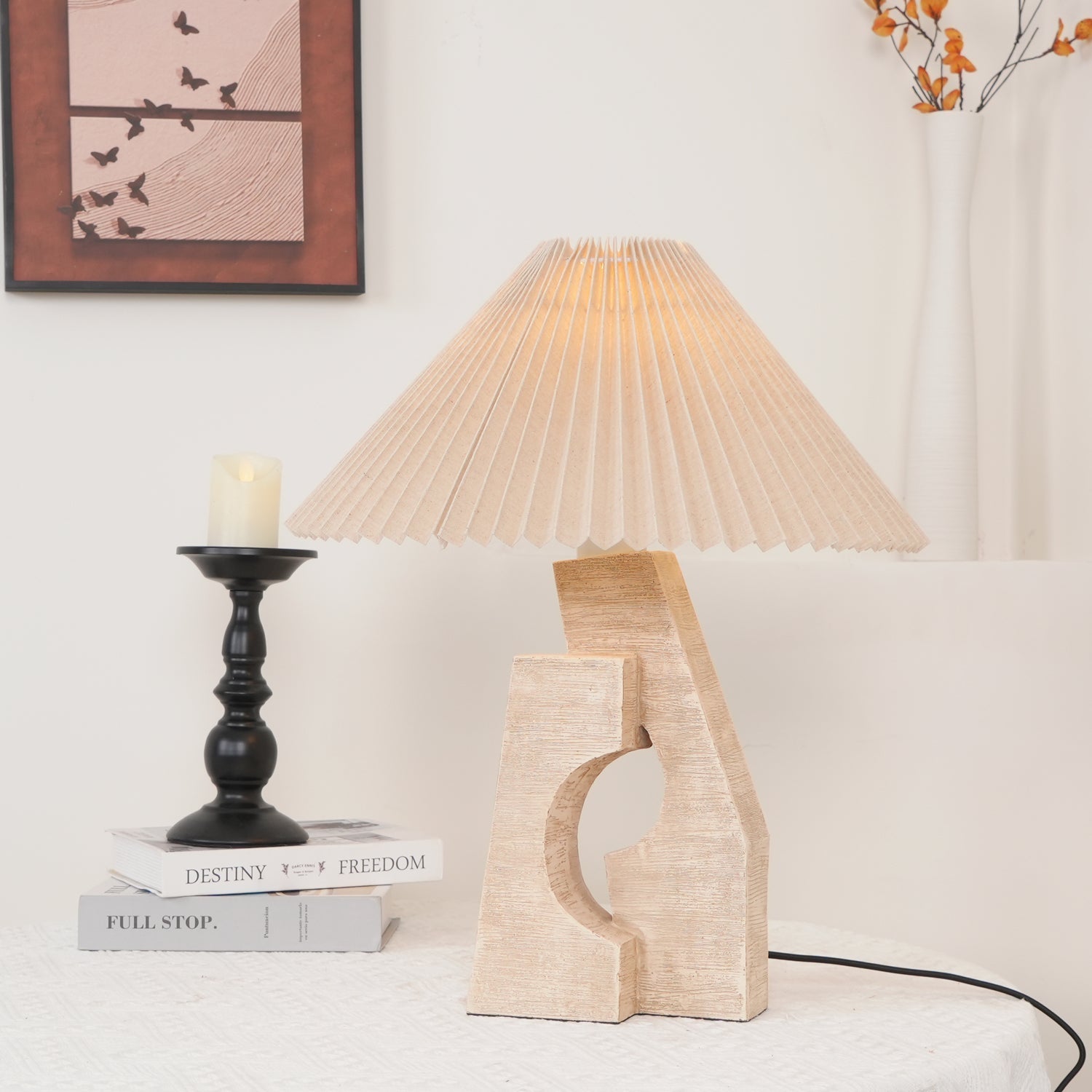 Arvinyra Sculptural Travertine Table Lamp - Letslighting