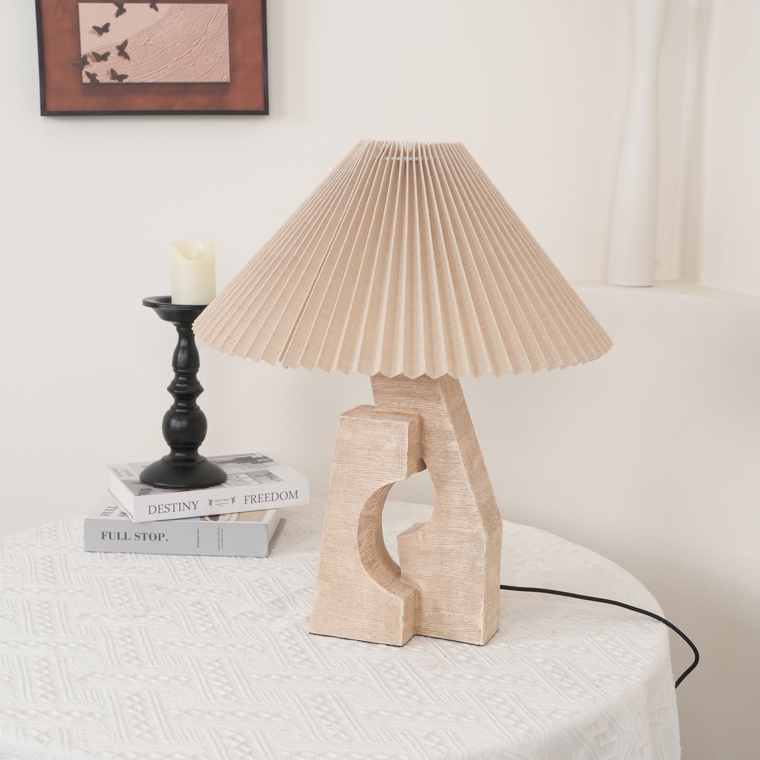 Arvinyra Sculptural Travertine Table Lamp - Letslighting