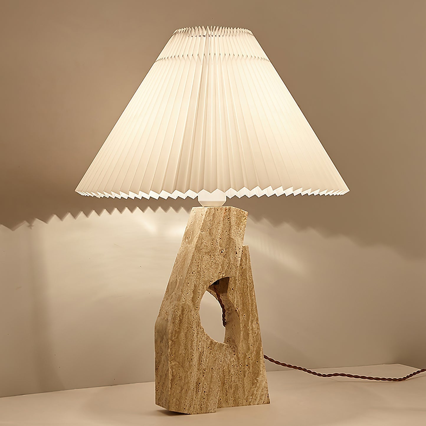 Arvinyra Sculptural Travertine Table Lamp - Letslighting