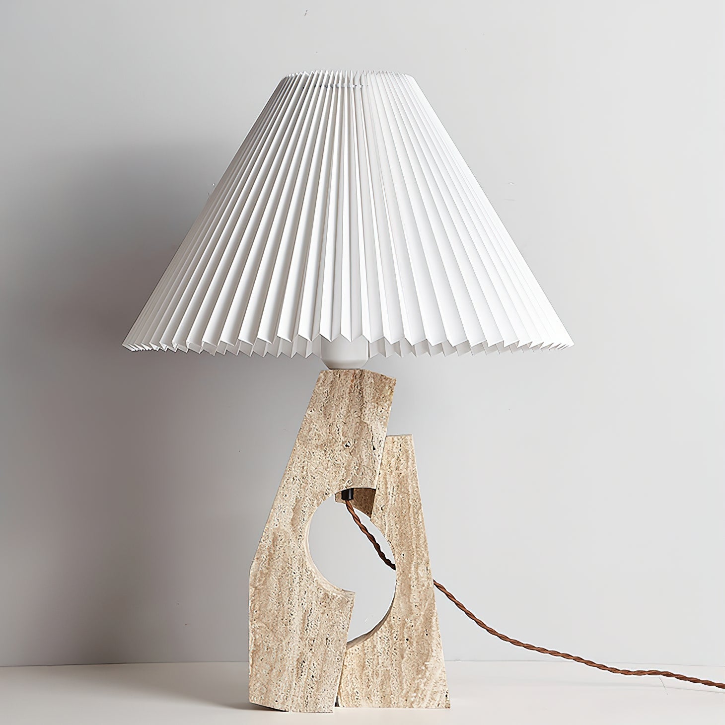 Arvinyra Sculptural Travertine Table Lamp - Letslighting
