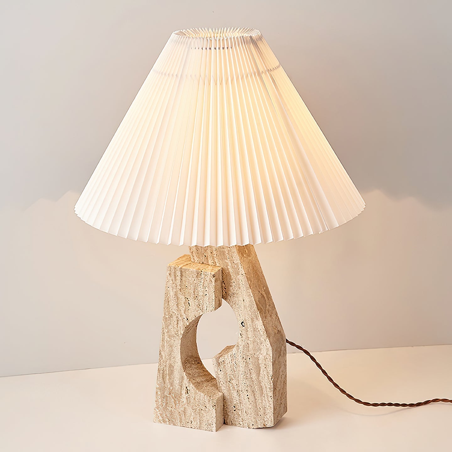 Arvinyra Sculptural Travertine Table Lamp - Letslighting