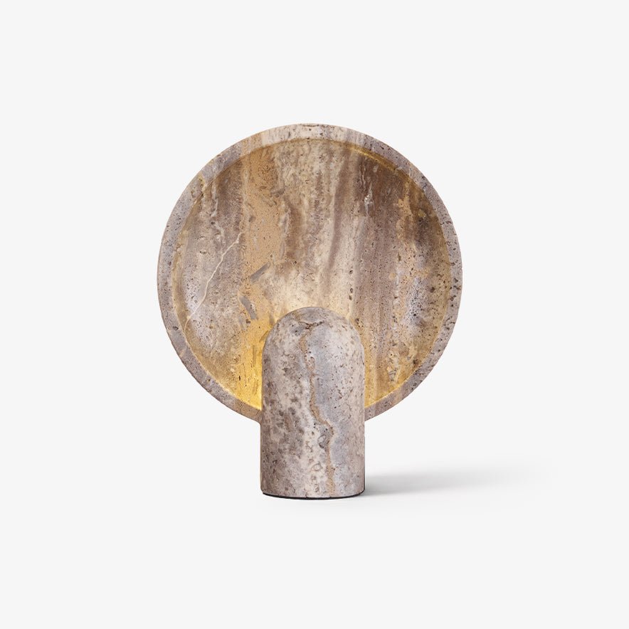Cavenyra Saucer-Base Travertine Table Lamp - Letslighting