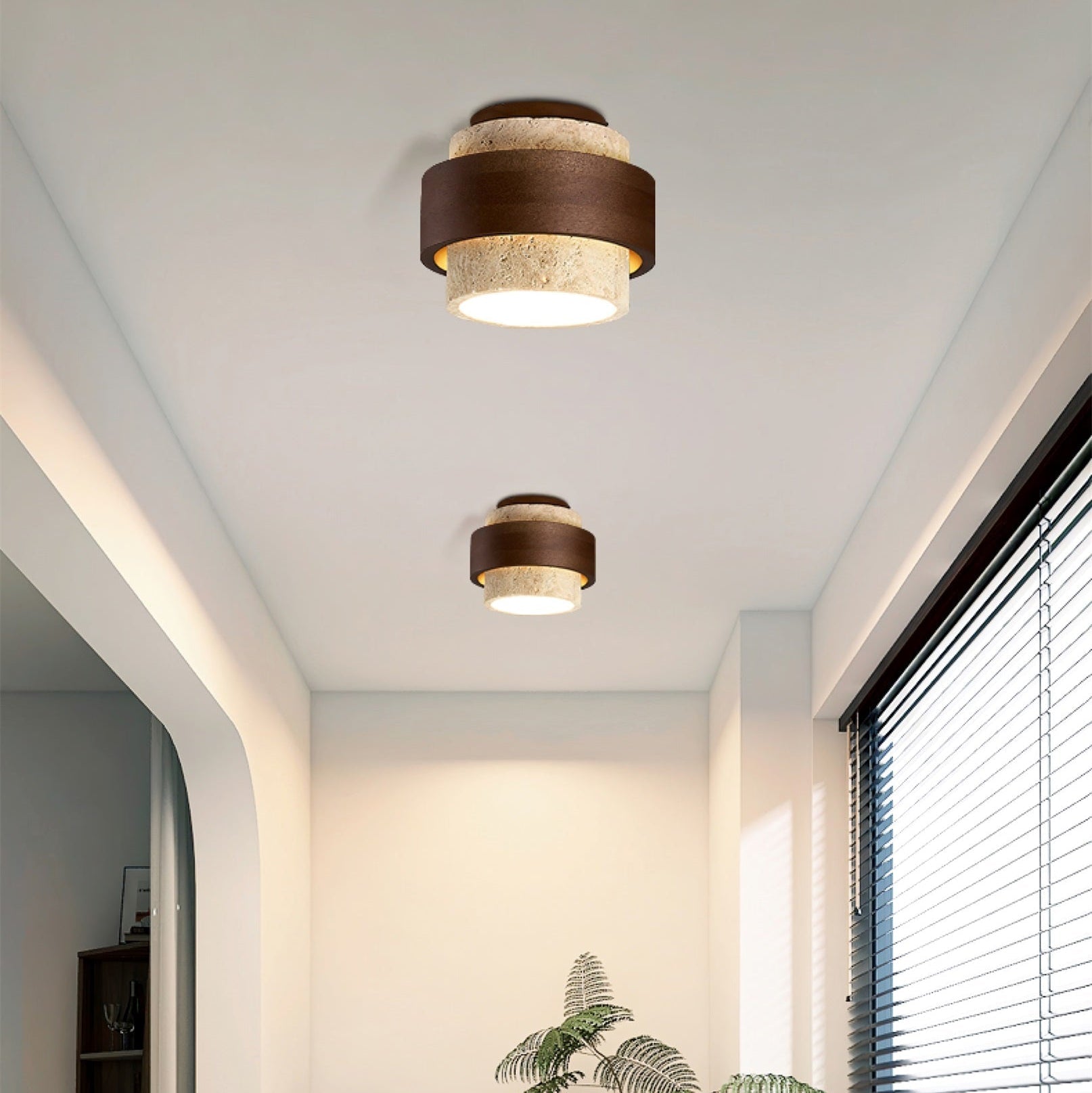 Eltalor Layered Ring Travertine Ceiling Light - Letslighting