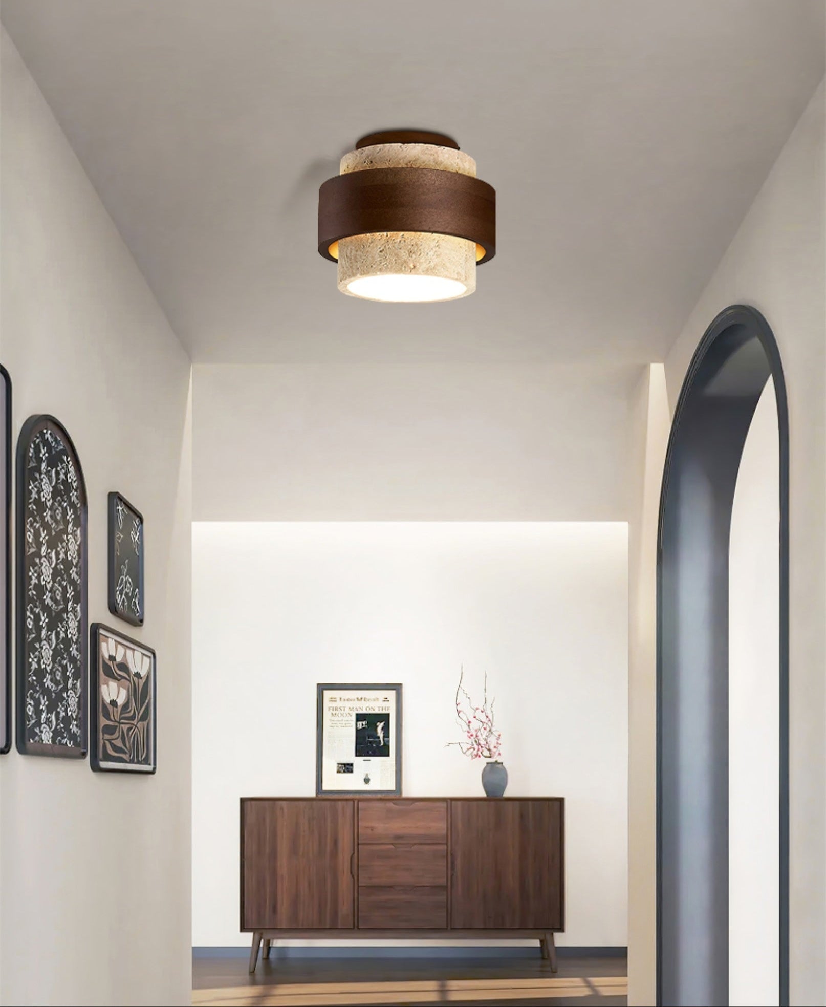 Eltalor Layered Ring Travertine Ceiling Light - Letslighting