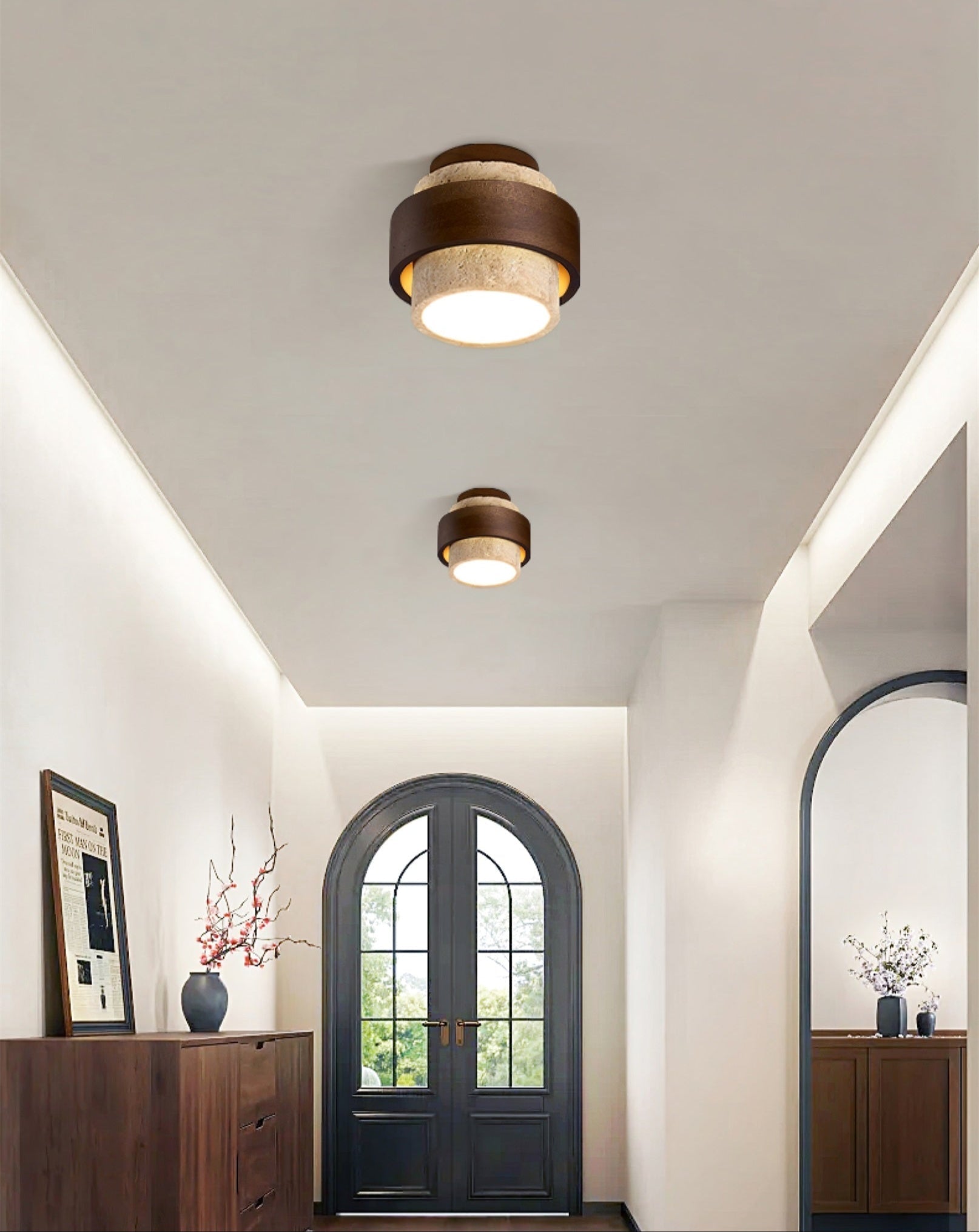 Eltalor Layered Ring Travertine Ceiling Light - Letslighting
