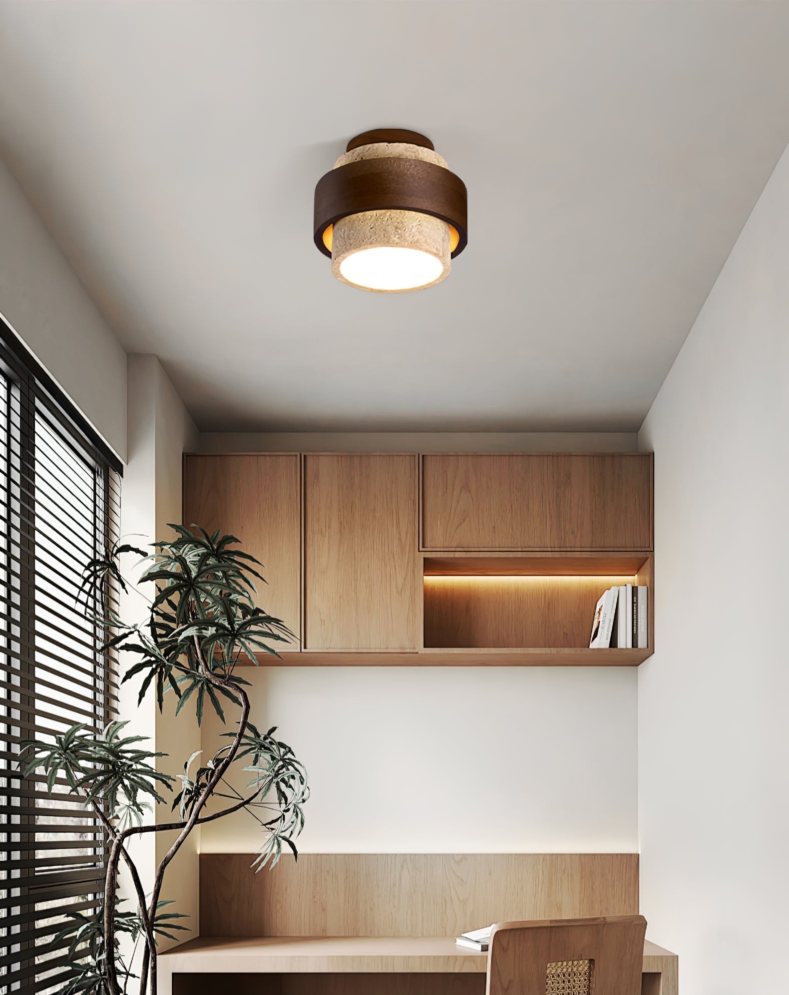 Eltalor Layered Ring Travertine Ceiling Light - Letslighting